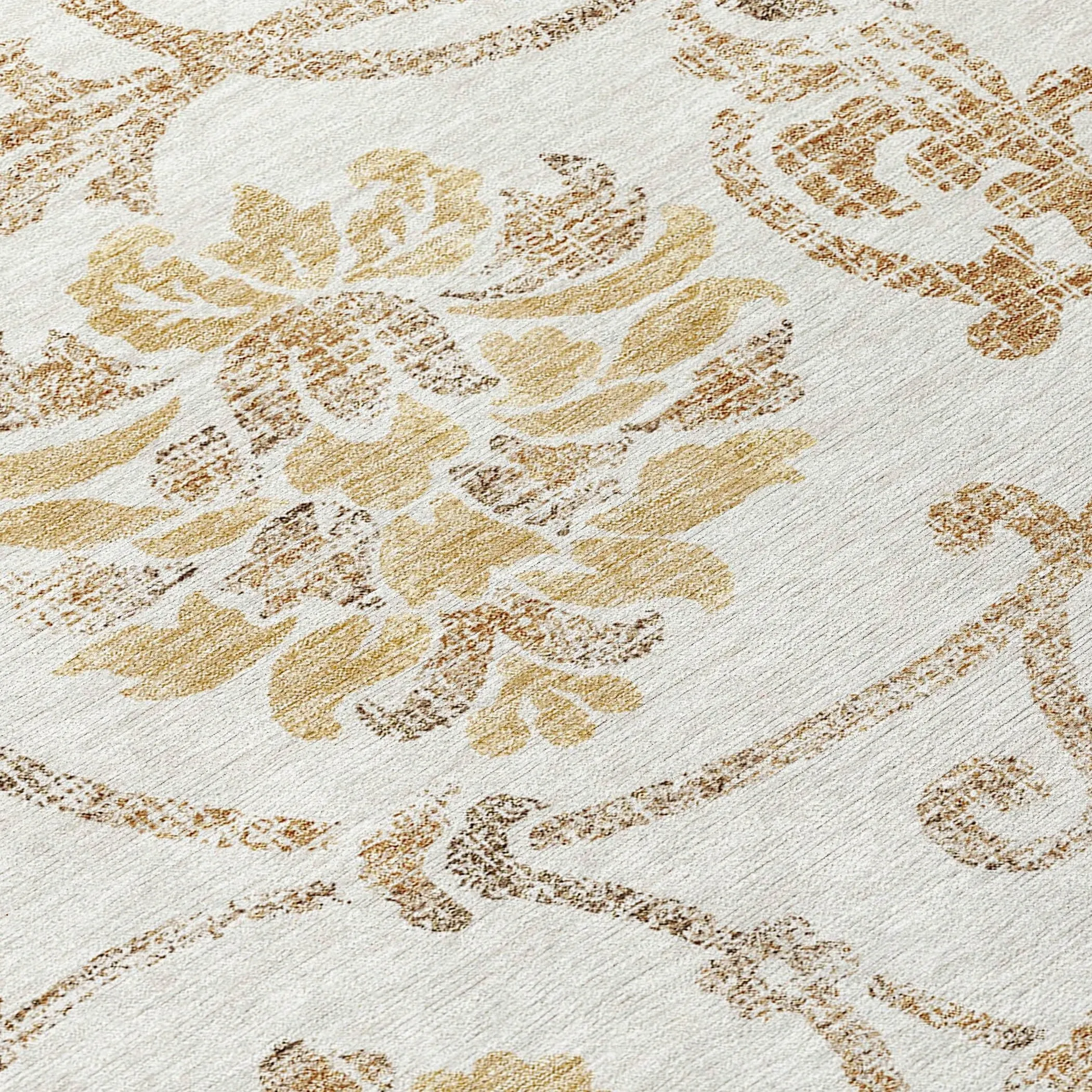 Machine Washable Indoor/ Outdoor Chantille Scroll Floral Rug