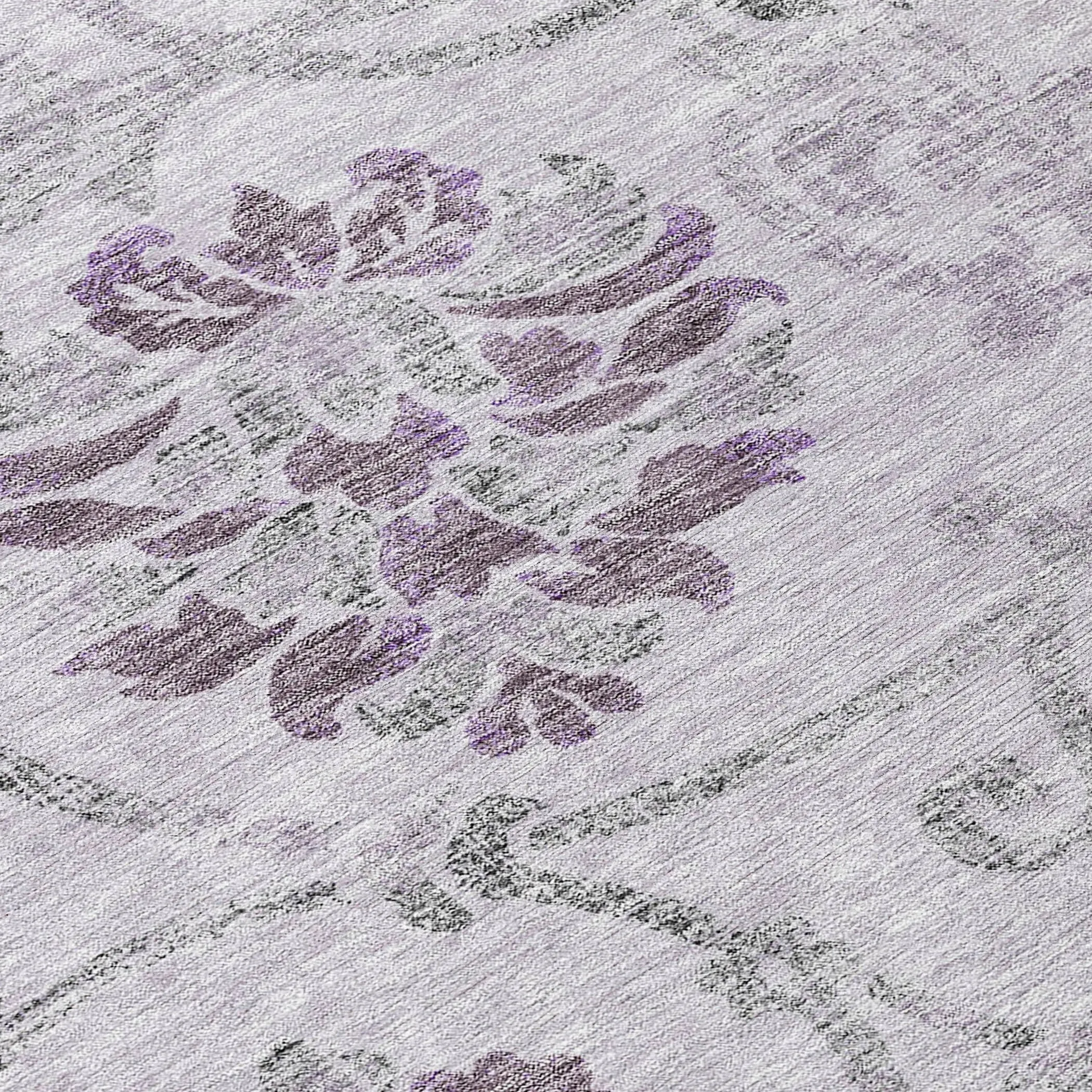 Machine Washable Indoor/ Outdoor Chantille Scroll Floral Rug