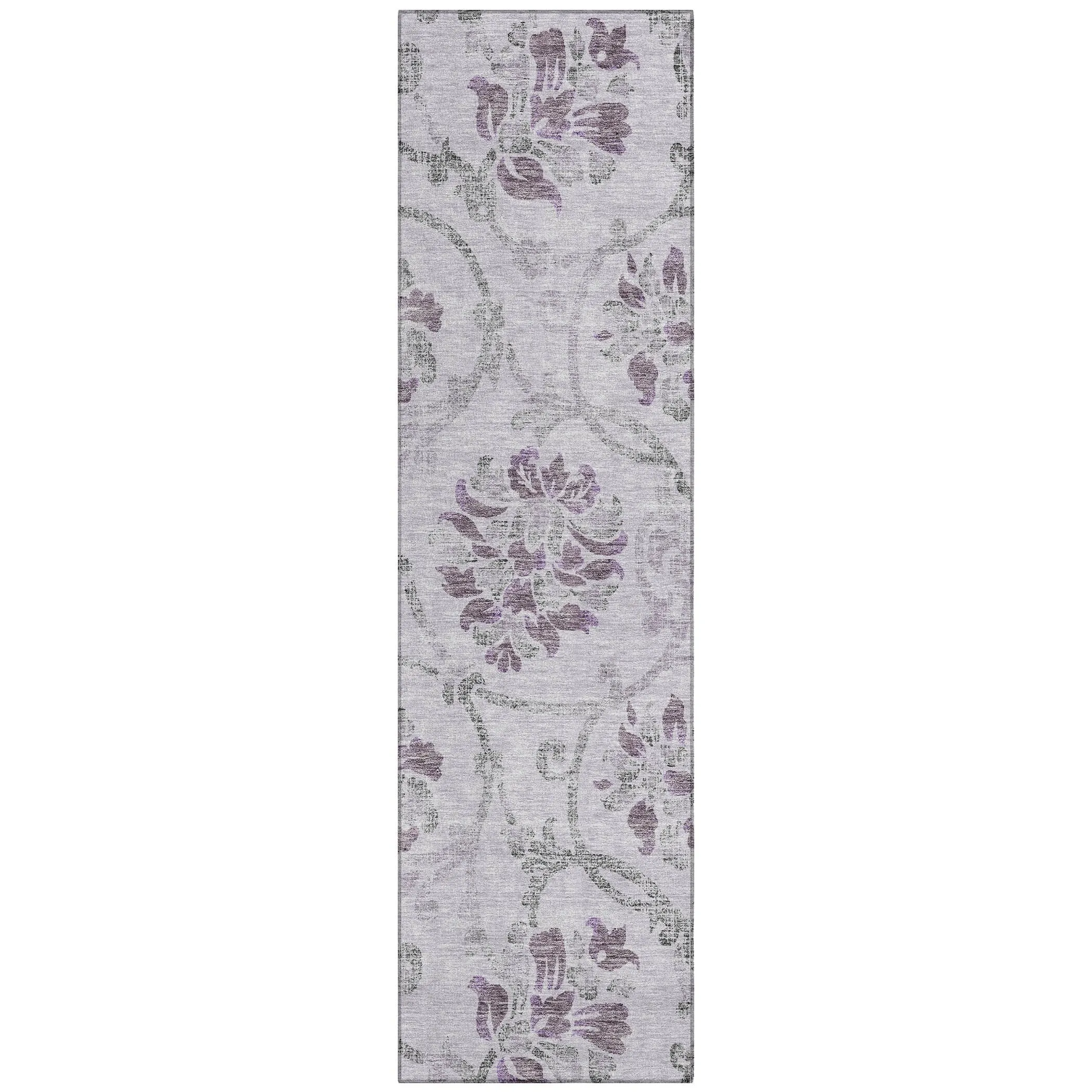 Machine Washable Indoor/ Outdoor Chantille Scroll Floral Rug