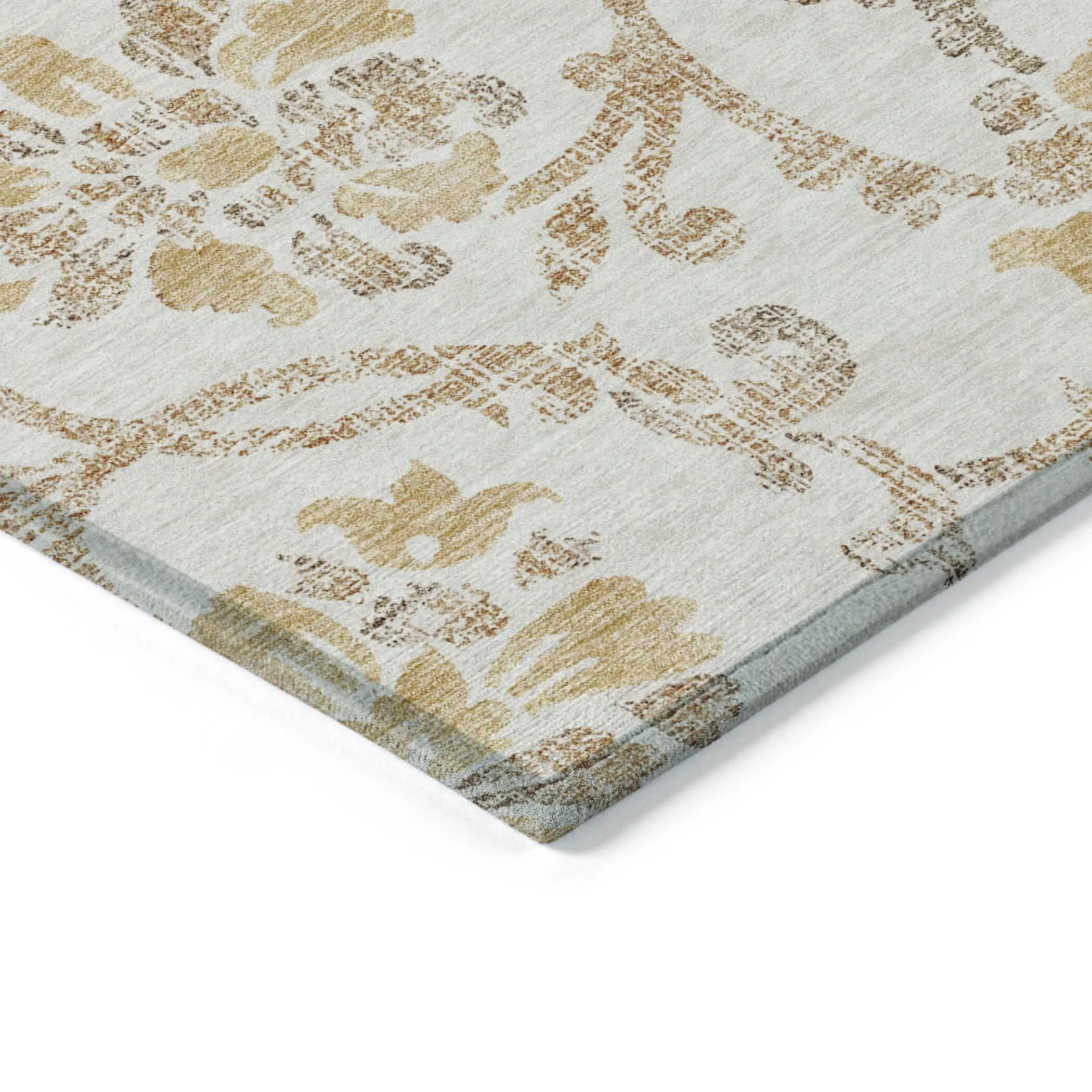 Machine Washable Indoor/ Outdoor Chantille Scroll Floral Rug