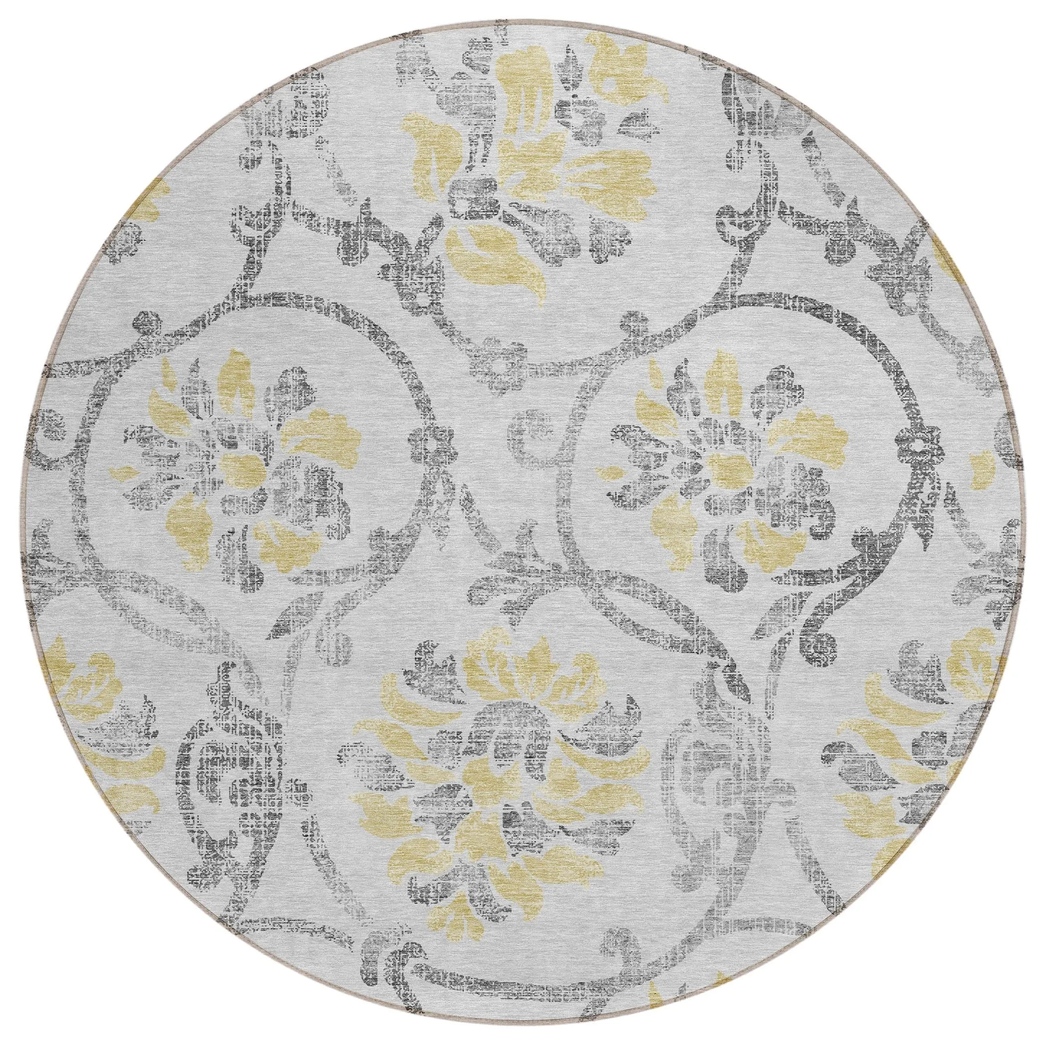 Machine Washable Indoor/ Outdoor Chantille Scroll Floral Rug