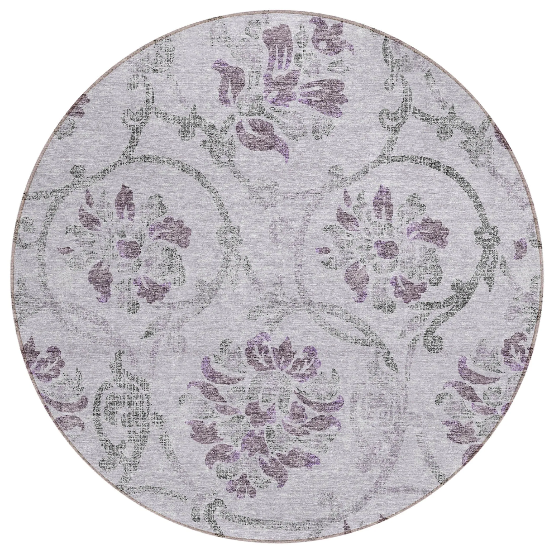 Machine Washable Indoor/ Outdoor Chantille Scroll Floral Rug