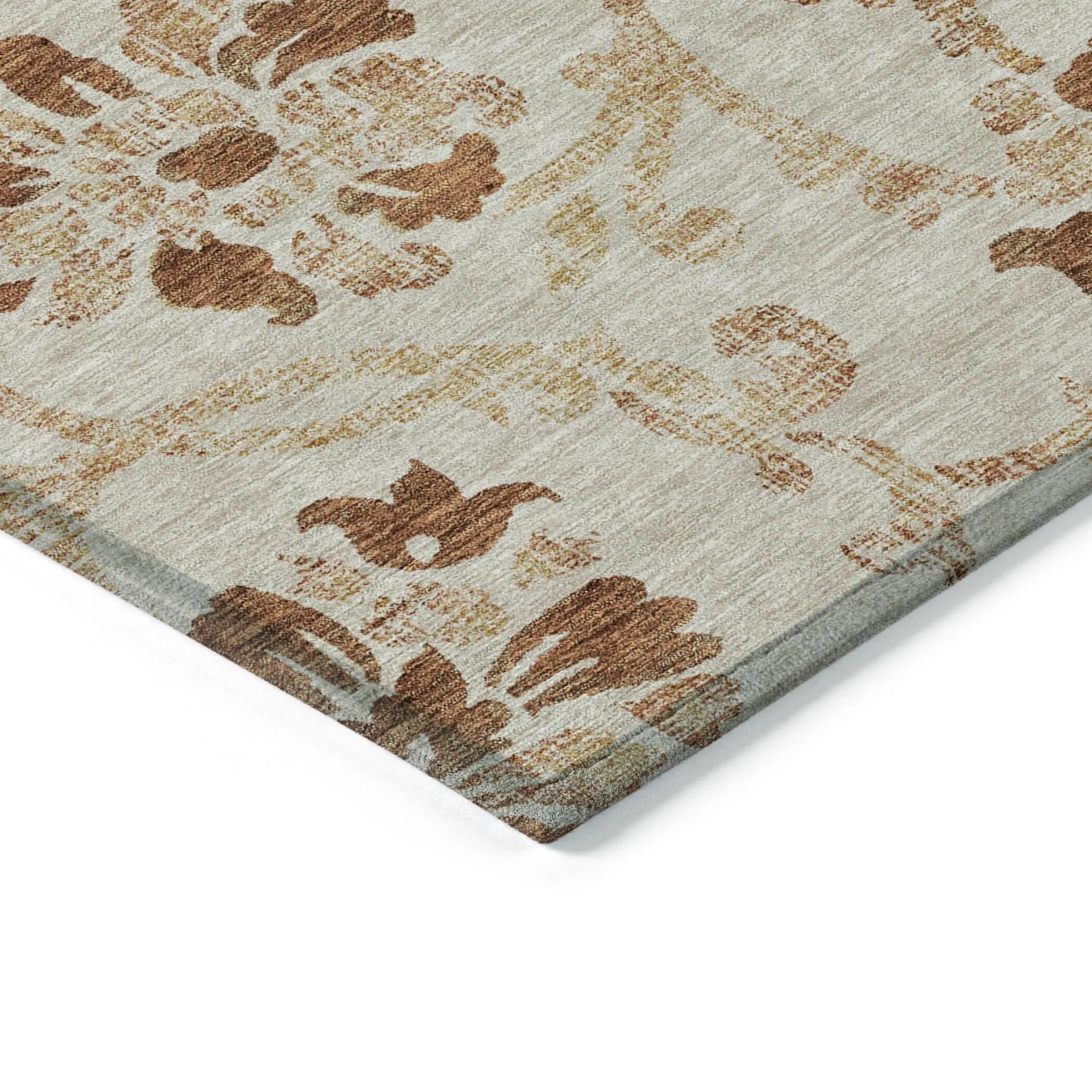 Machine Washable Indoor/ Outdoor Chantille Scroll Floral Rug