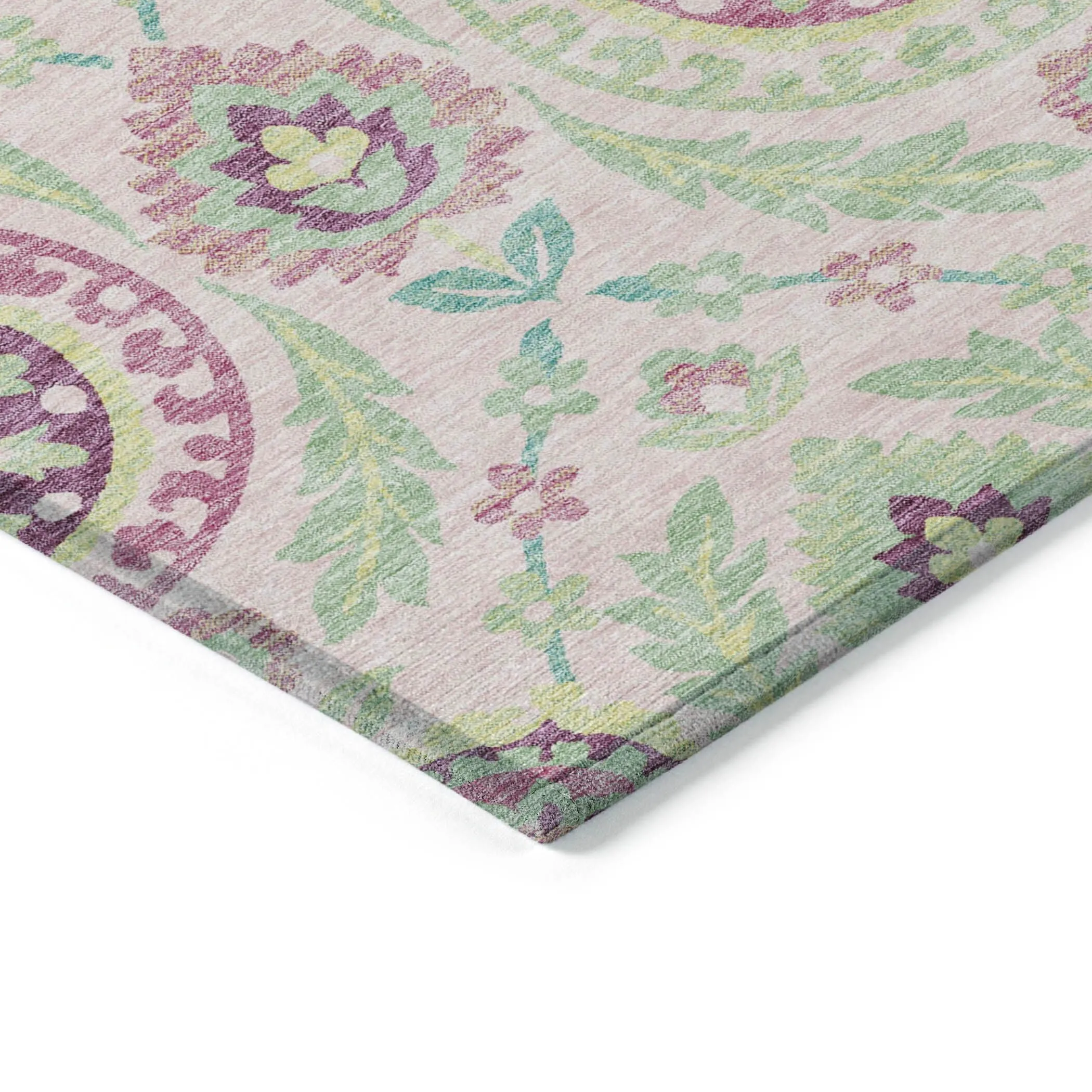 Machine Washable Indoor/ Outdoor Chantille Suzani Boho Rug