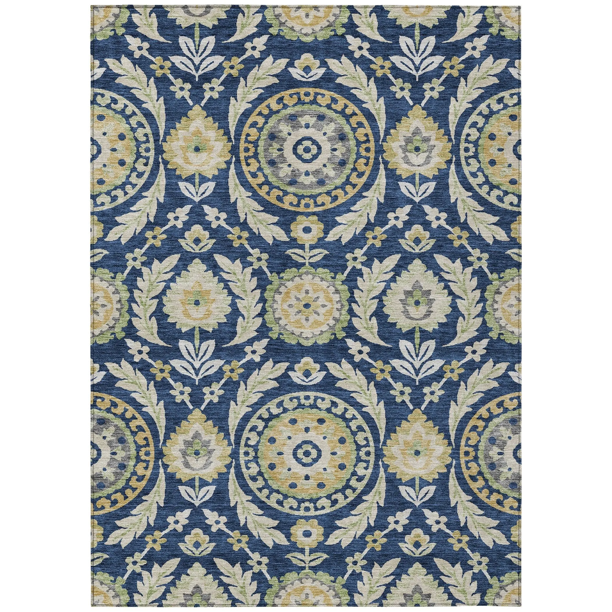 Machine Washable Indoor/ Outdoor Chantille Suzani Boho Rug