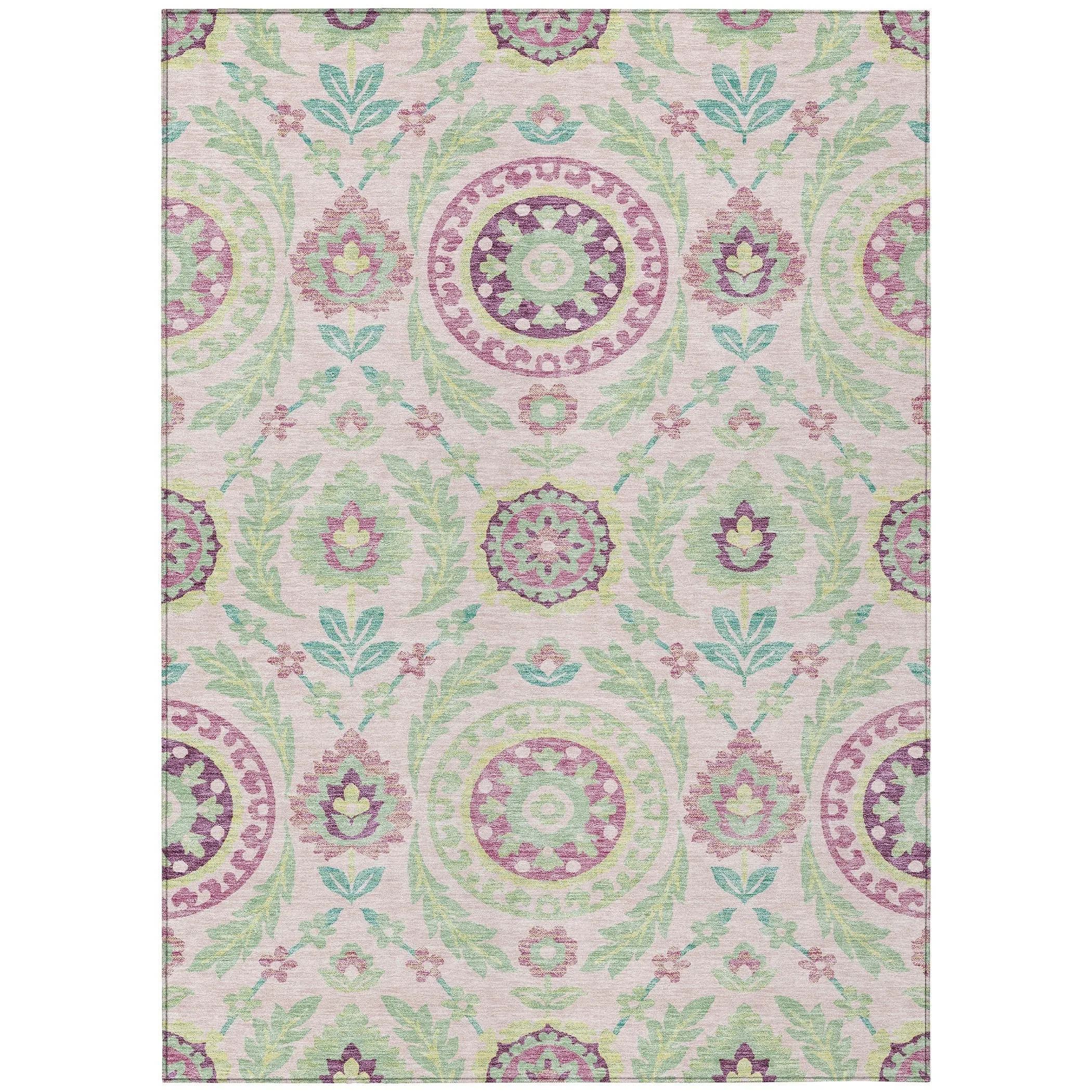 Machine Washable Indoor/ Outdoor Chantille Suzani Boho Rug