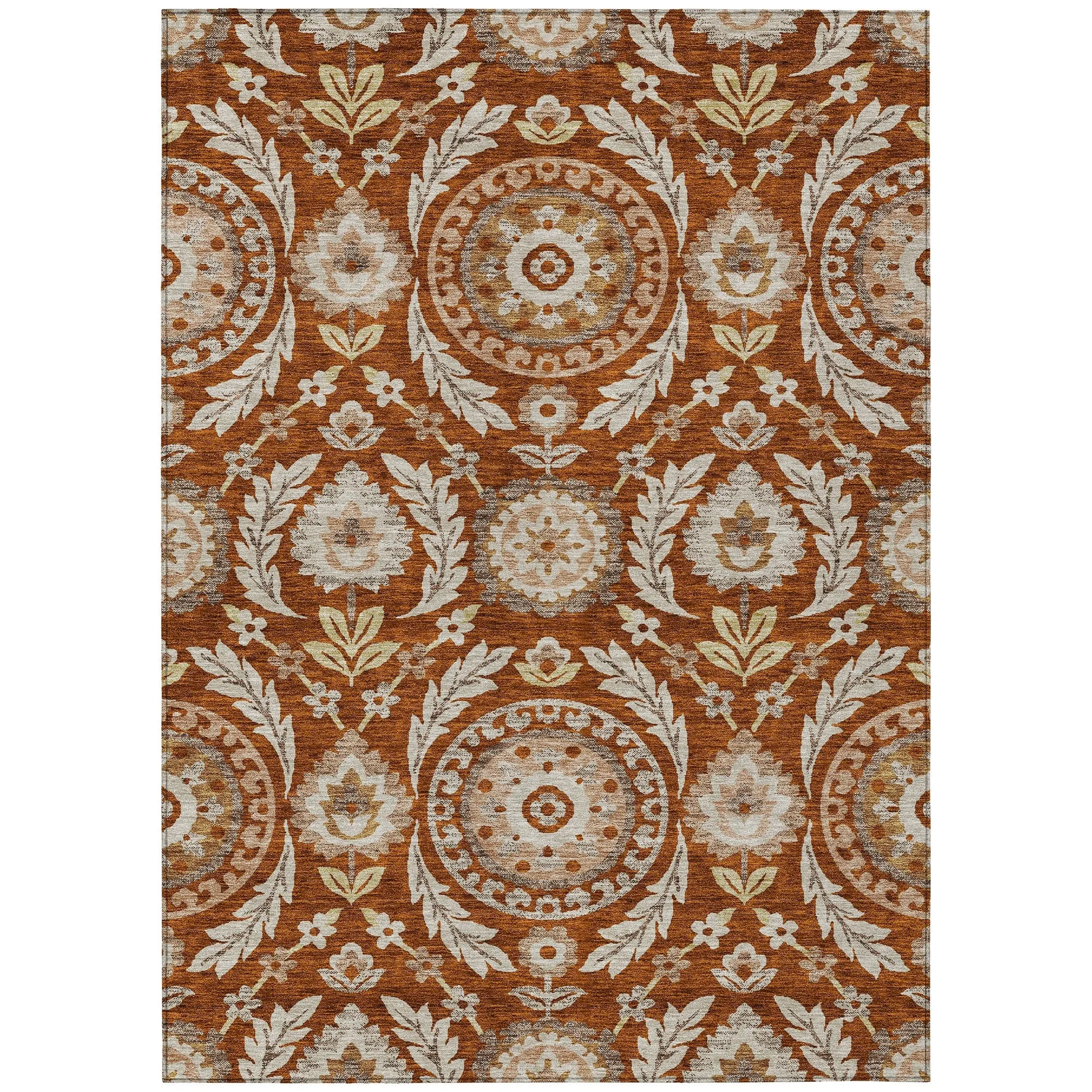 Machine Washable Indoor/ Outdoor Chantille Suzani Boho Rug