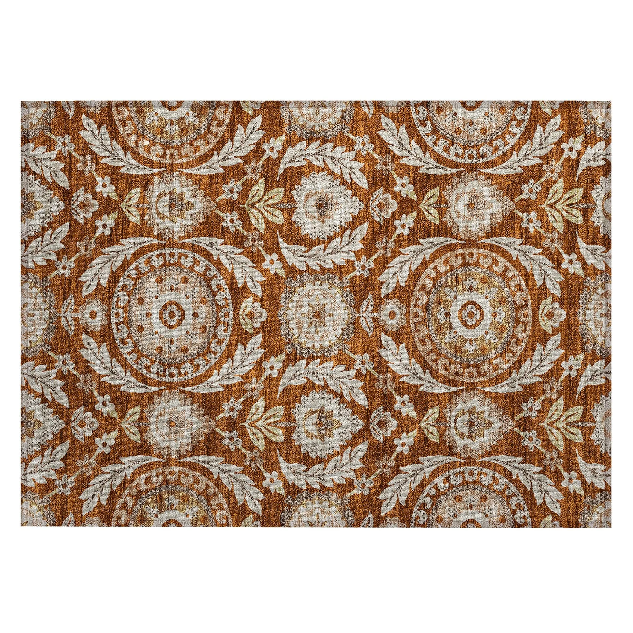 Machine Washable Indoor/ Outdoor Chantille Suzani Boho Rug