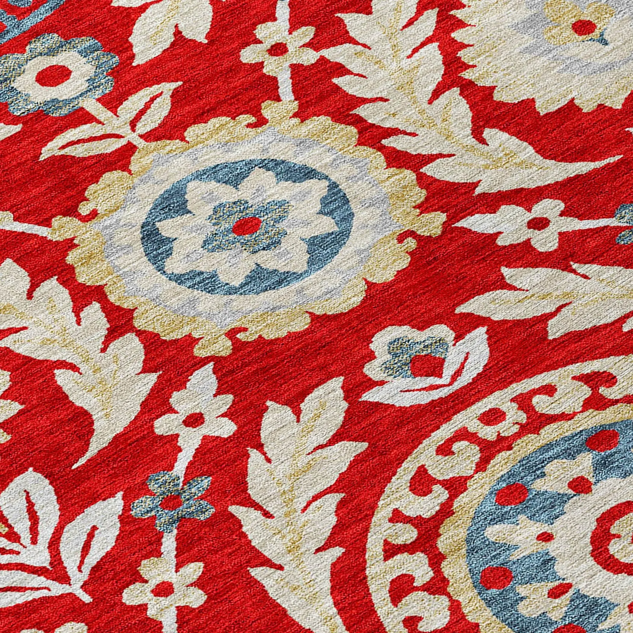 Machine Washable Indoor/ Outdoor Chantille Suzani Boho Rug