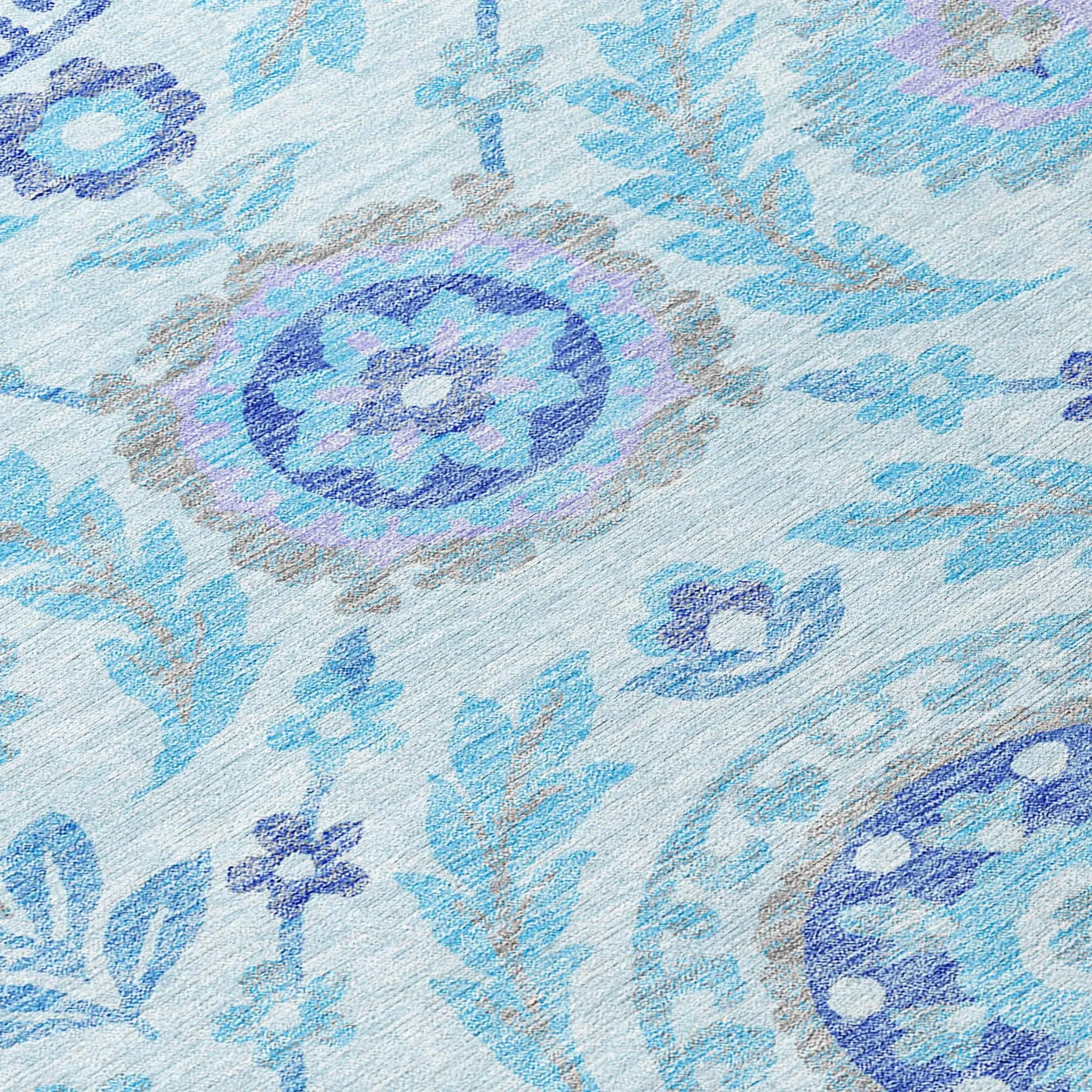 Machine Washable Indoor/ Outdoor Chantille Suzani Boho Rug