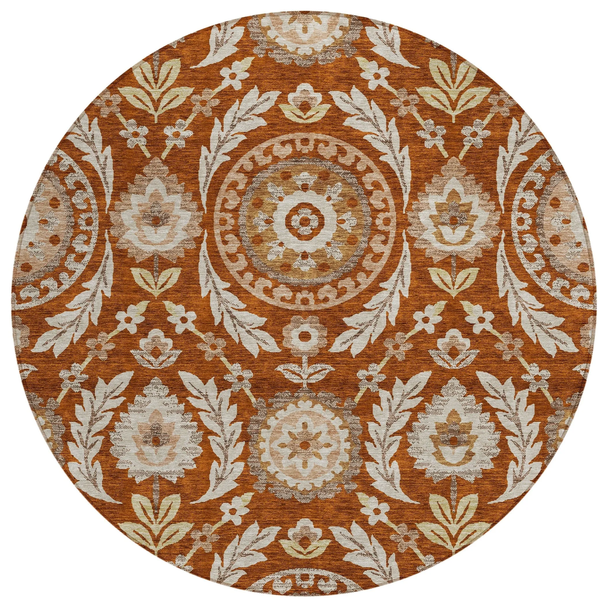 Machine Washable Indoor/ Outdoor Chantille Suzani Boho Rug