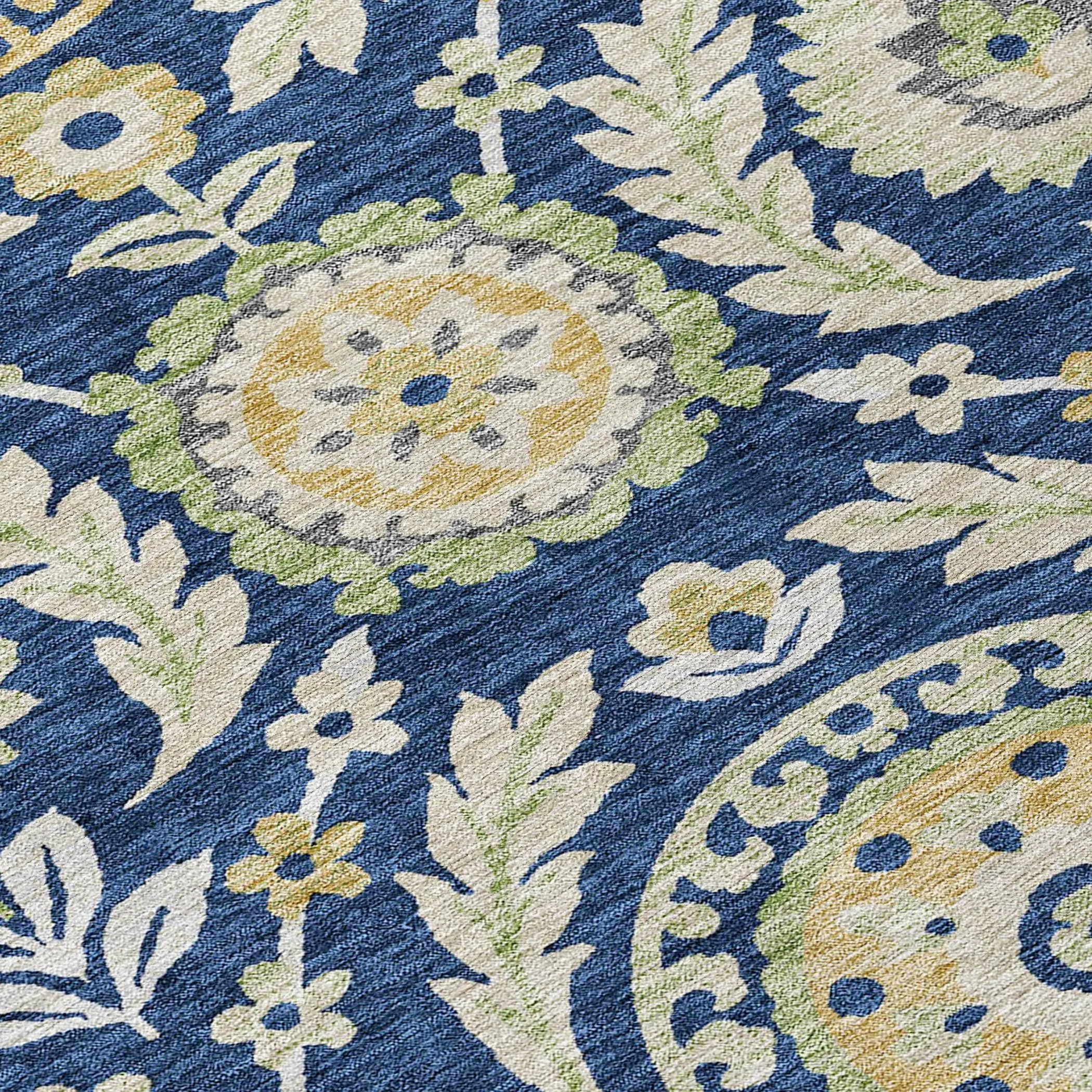 Machine Washable Indoor/ Outdoor Chantille Suzani Boho Rug