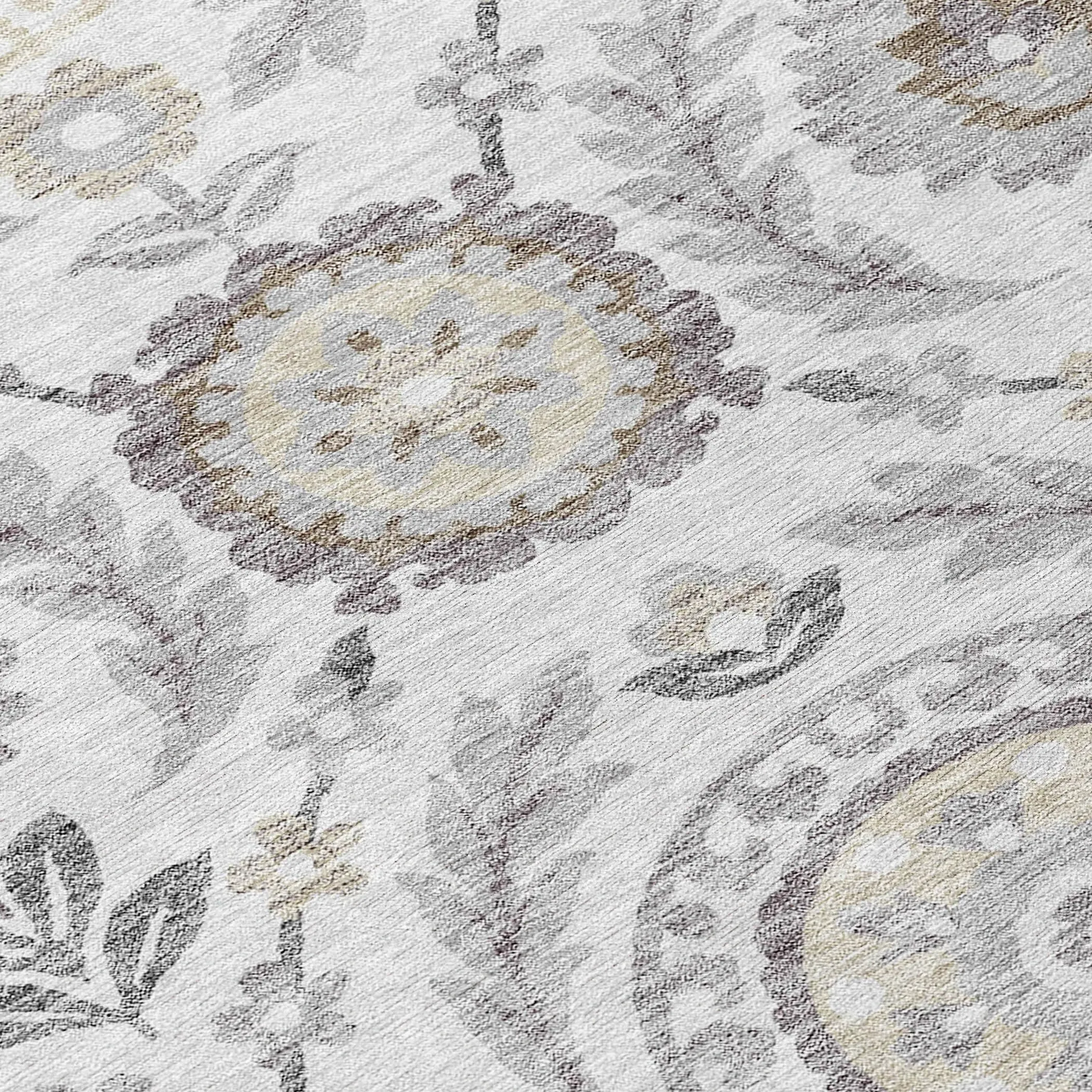 Machine Washable Indoor/ Outdoor Chantille Suzani Boho Rug