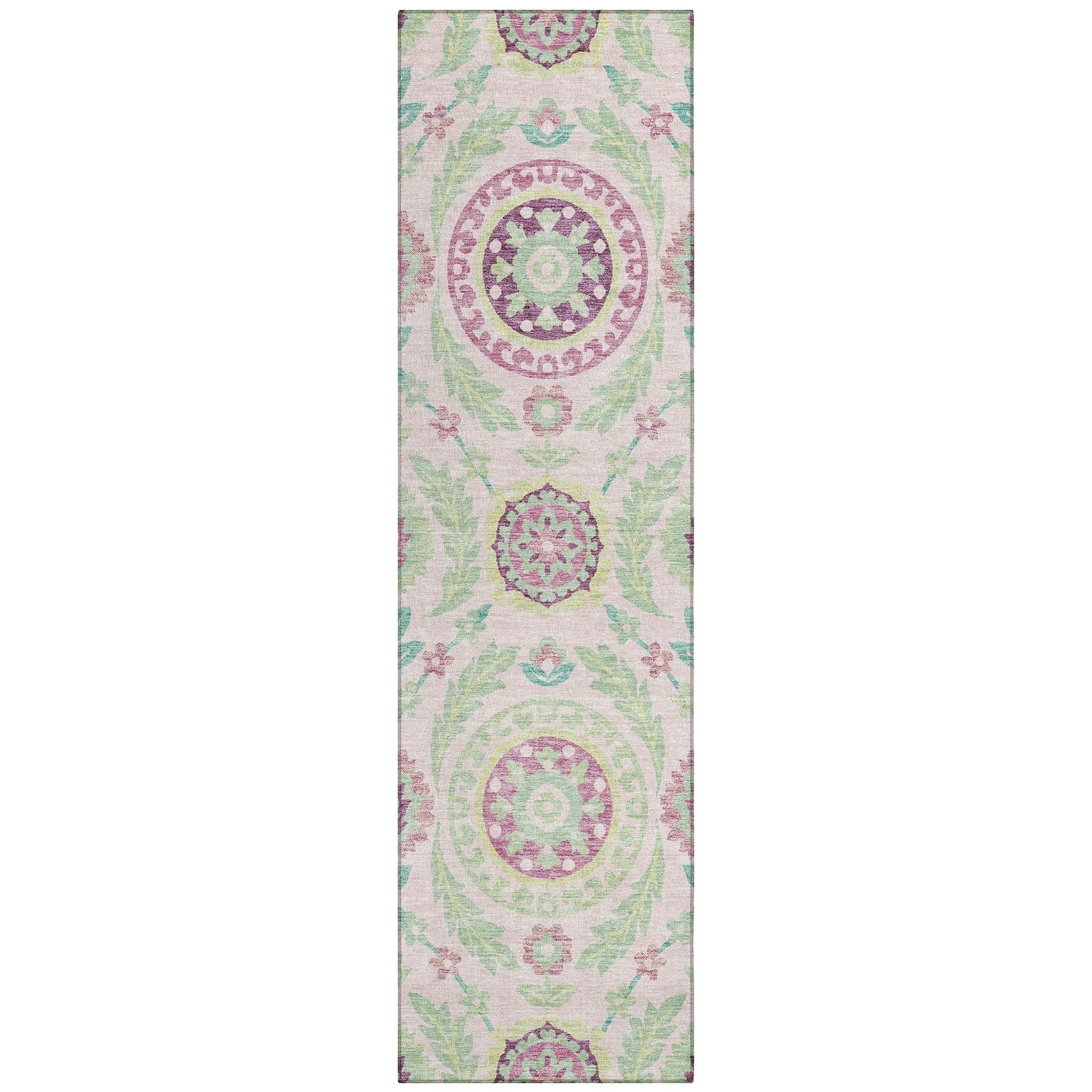 Machine Washable Indoor/ Outdoor Chantille Suzani Boho Rug