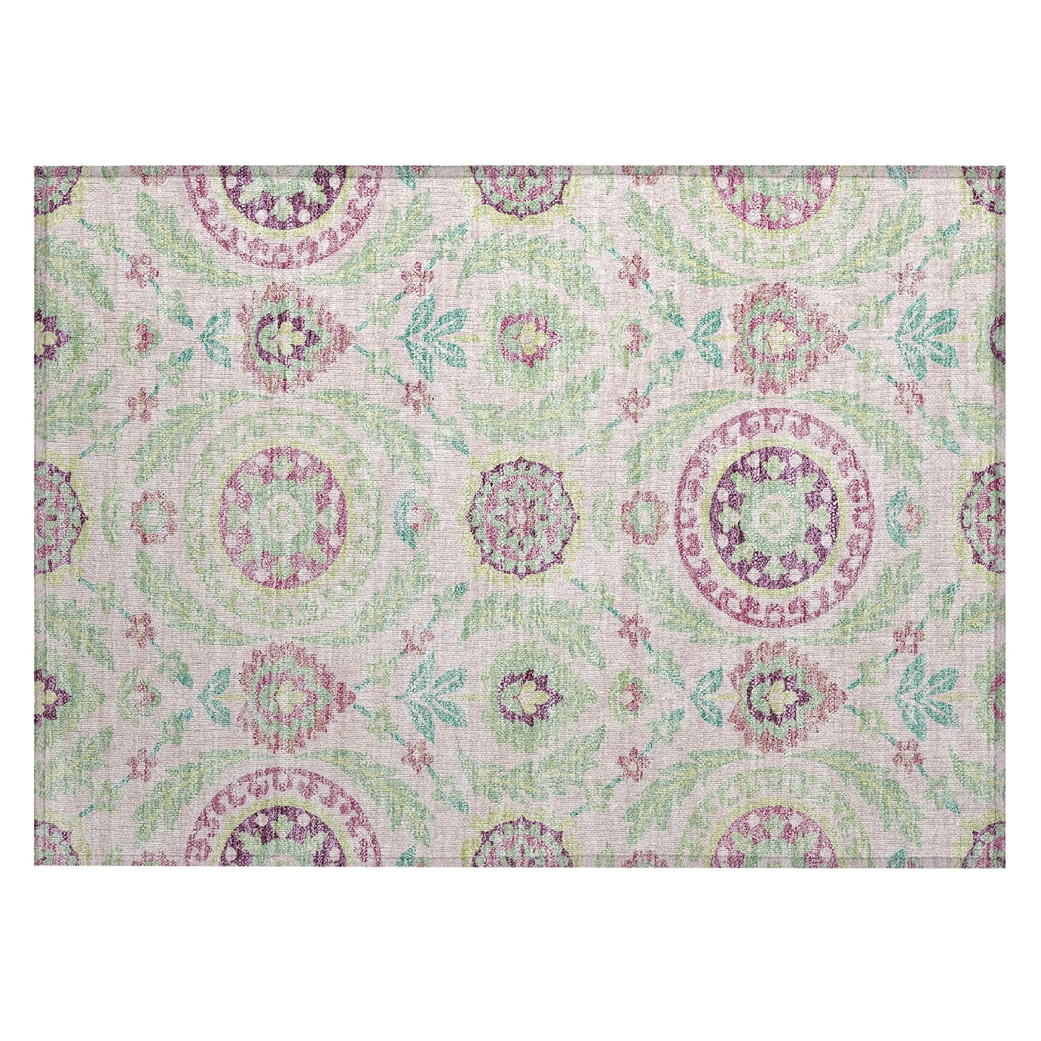 Machine Washable Indoor/ Outdoor Chantille Suzani Boho Rug