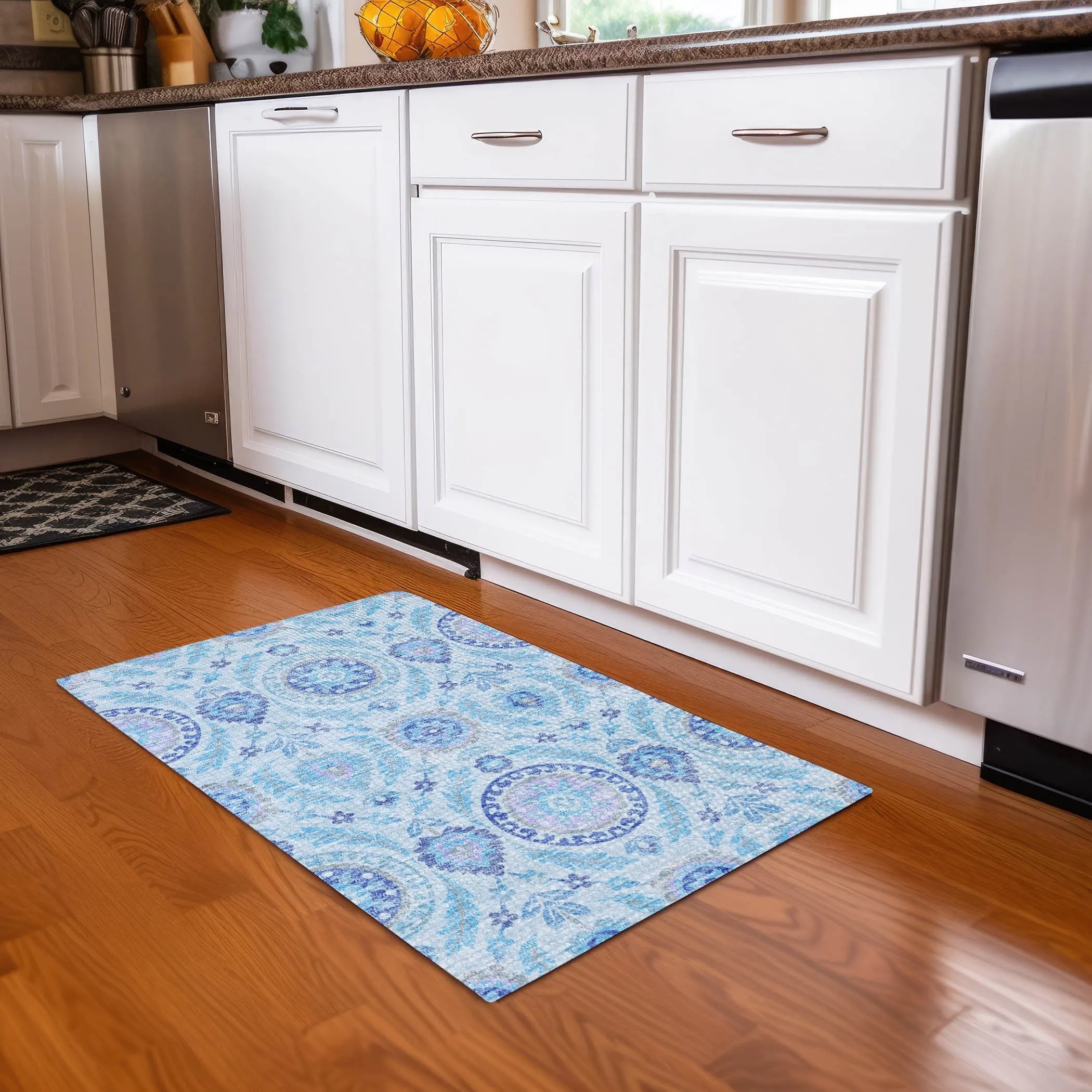 Machine Washable Indoor/ Outdoor Chantille Suzani Boho Rug