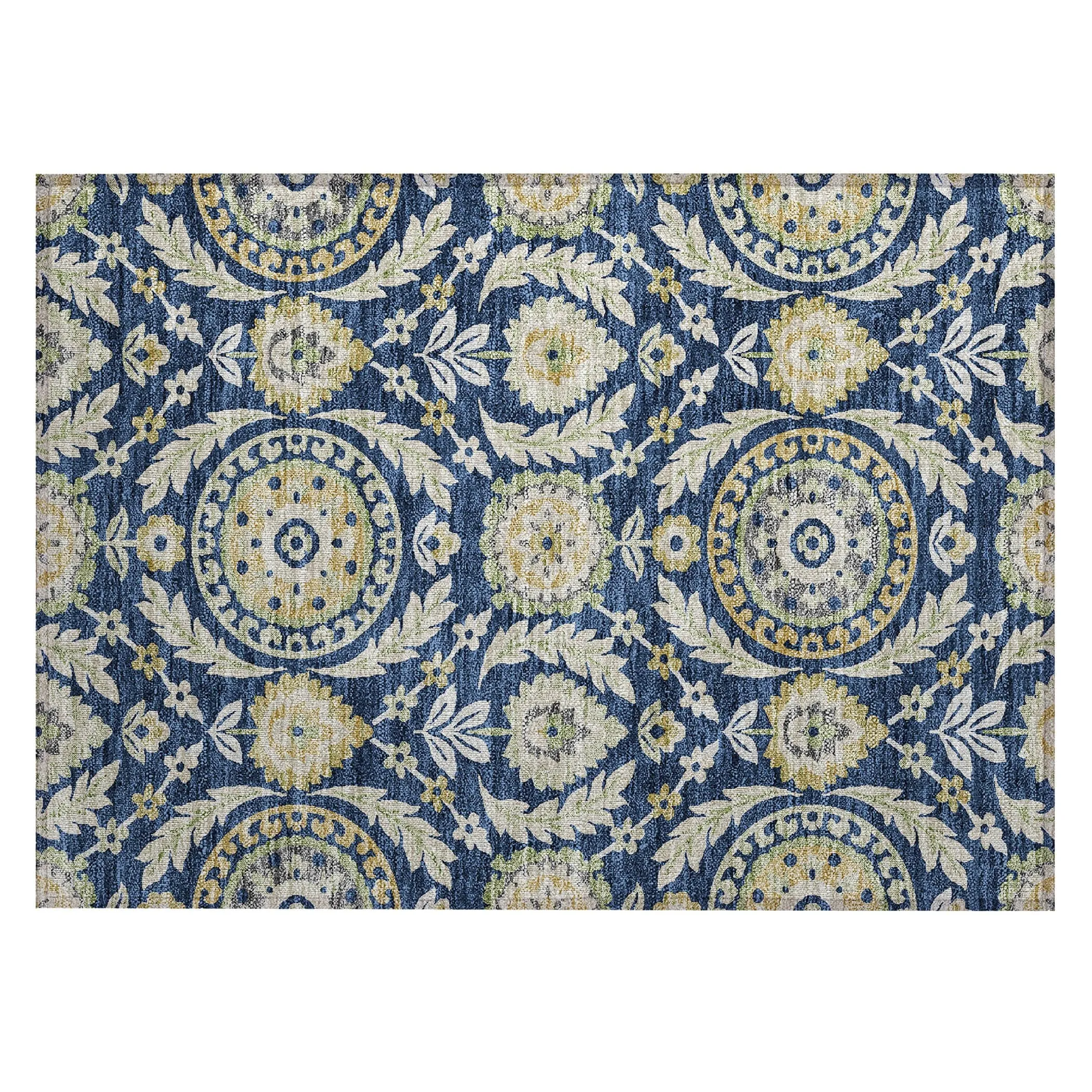 Machine Washable Indoor/ Outdoor Chantille Suzani Boho Rug