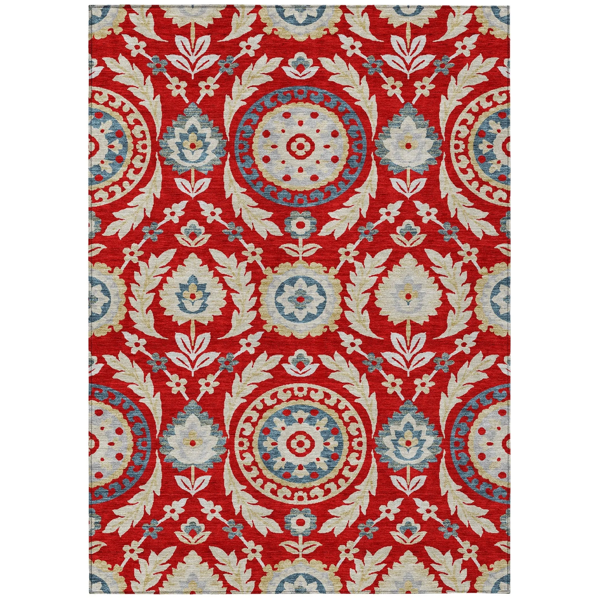 Machine Washable Indoor/ Outdoor Chantille Suzani Boho Rug