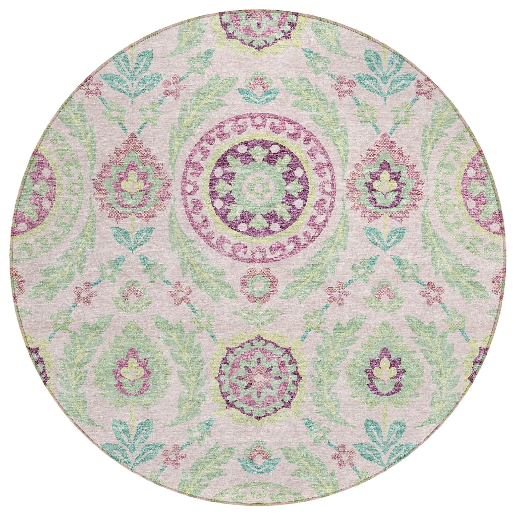Machine Washable Indoor/ Outdoor Chantille Suzani Boho Rug
