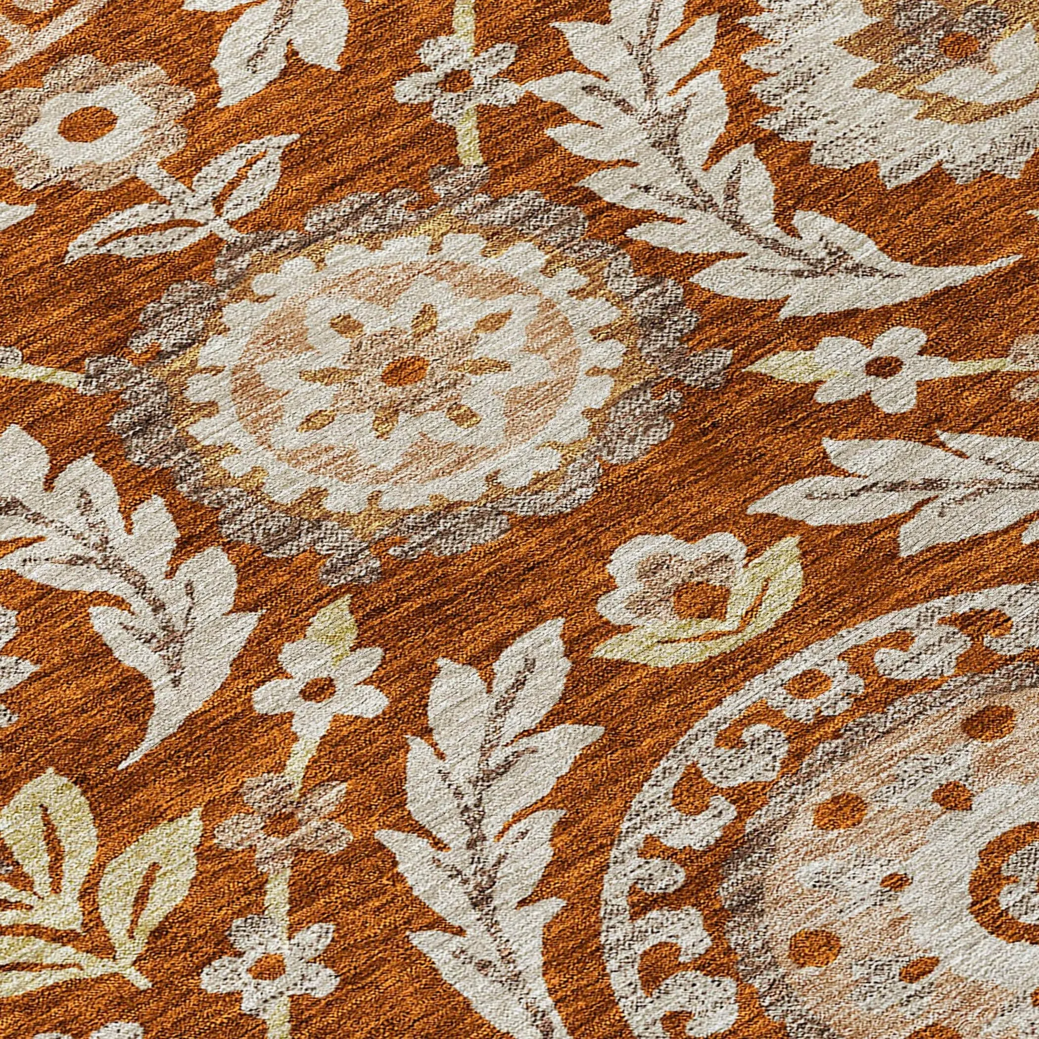 Machine Washable Indoor/ Outdoor Chantille Suzani Boho Rug