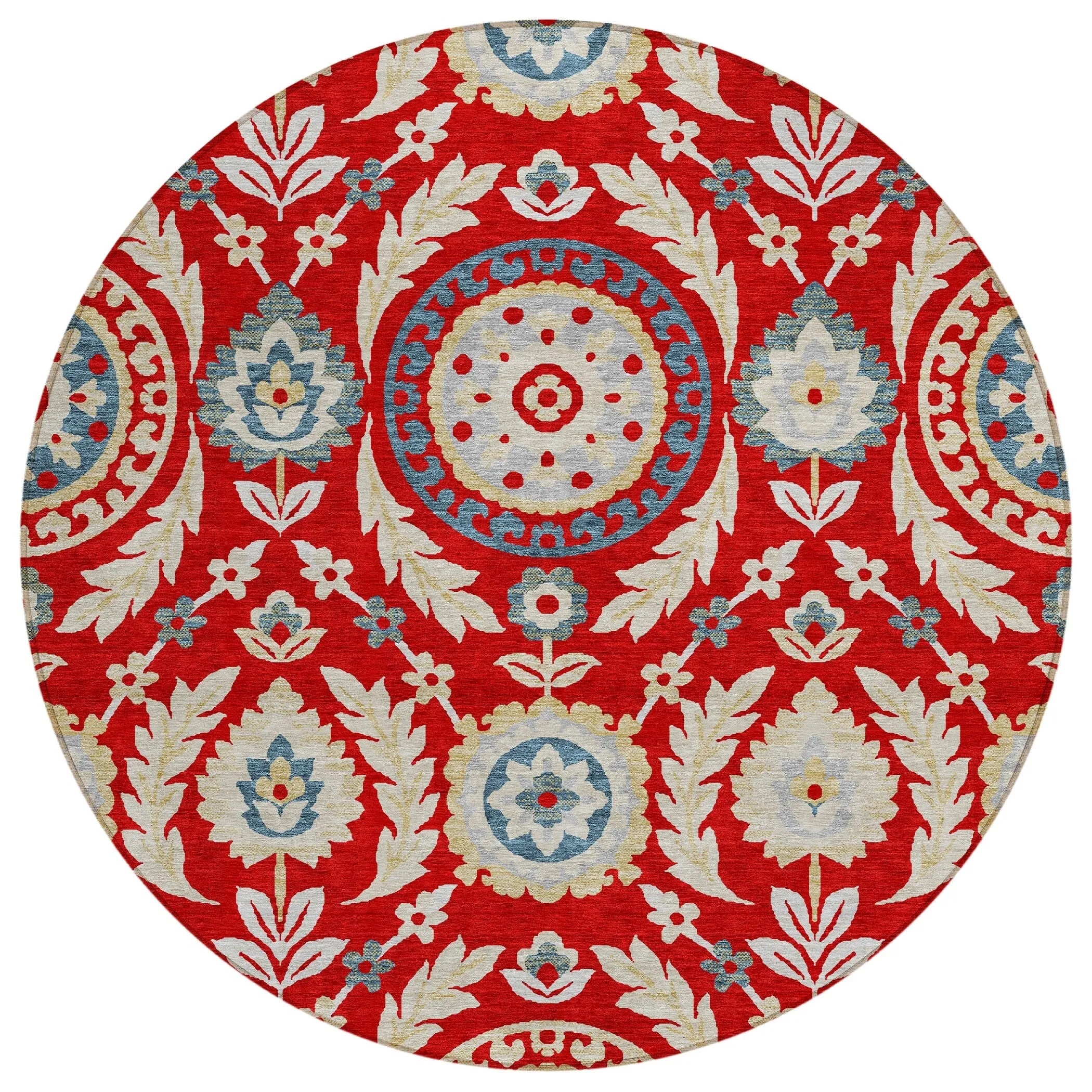 Machine Washable Indoor/ Outdoor Chantille Suzani Boho Rug