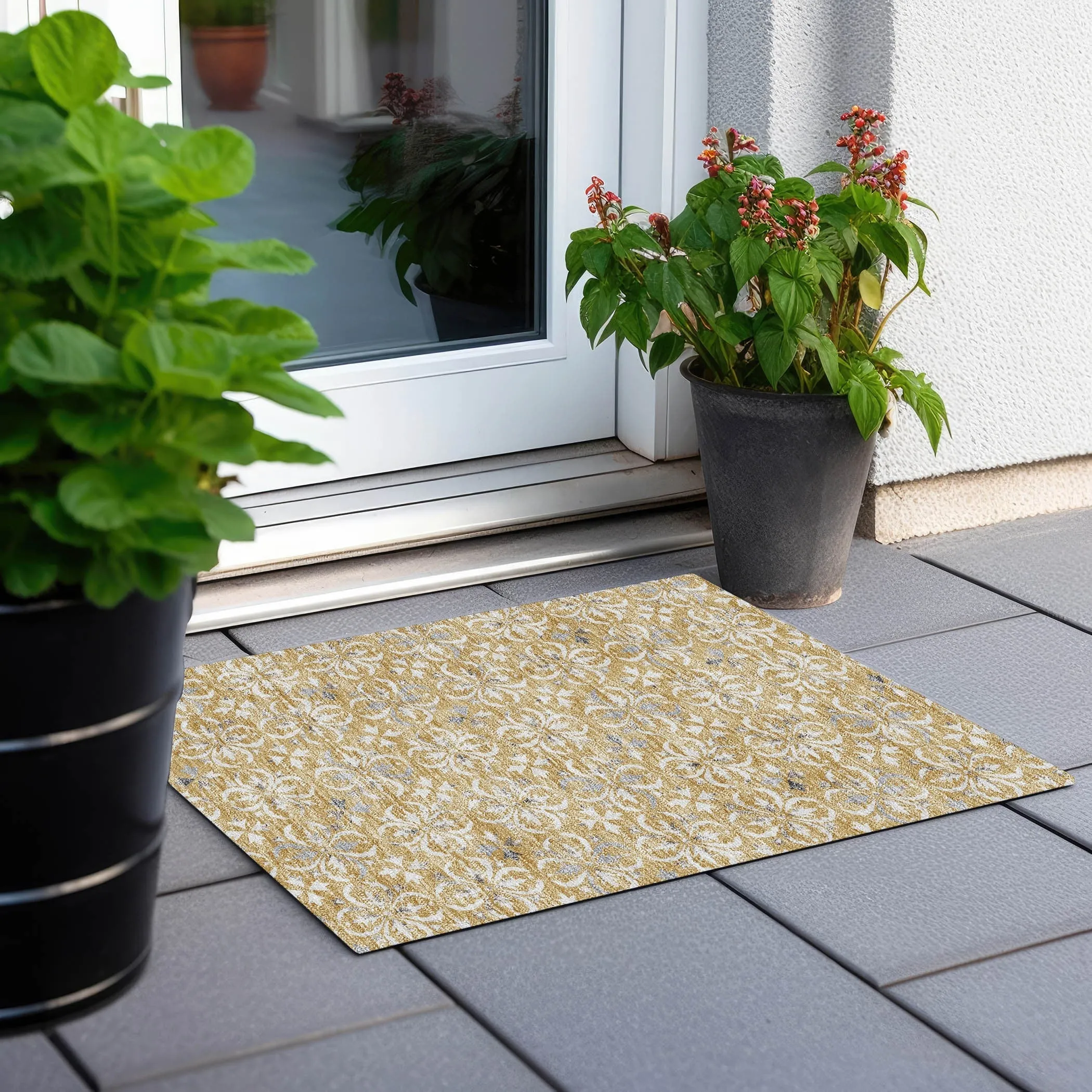 Machine Washable Indoor/ Outdoor Chantille Traditional Medallion Rug