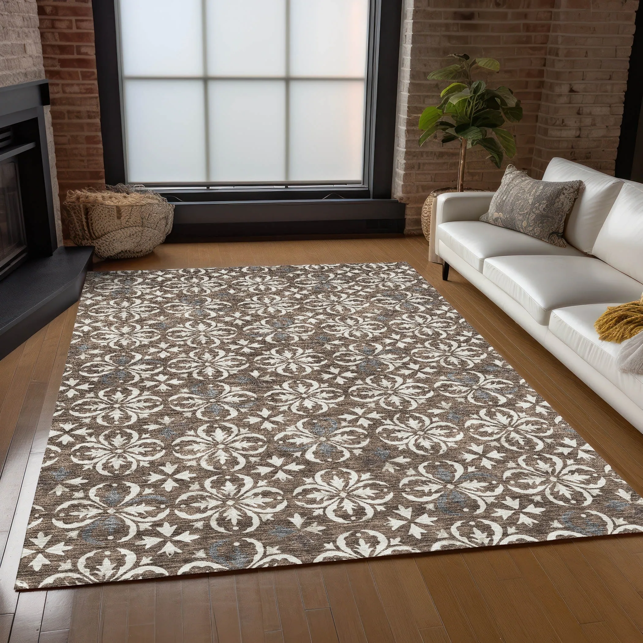 Machine Washable Indoor/ Outdoor Chantille Traditional Medallion Rug