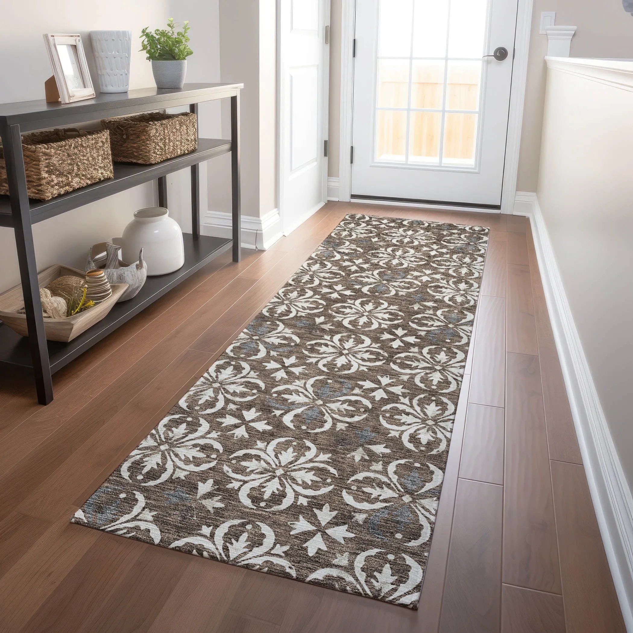 Machine Washable Indoor/ Outdoor Chantille Traditional Medallion Rug