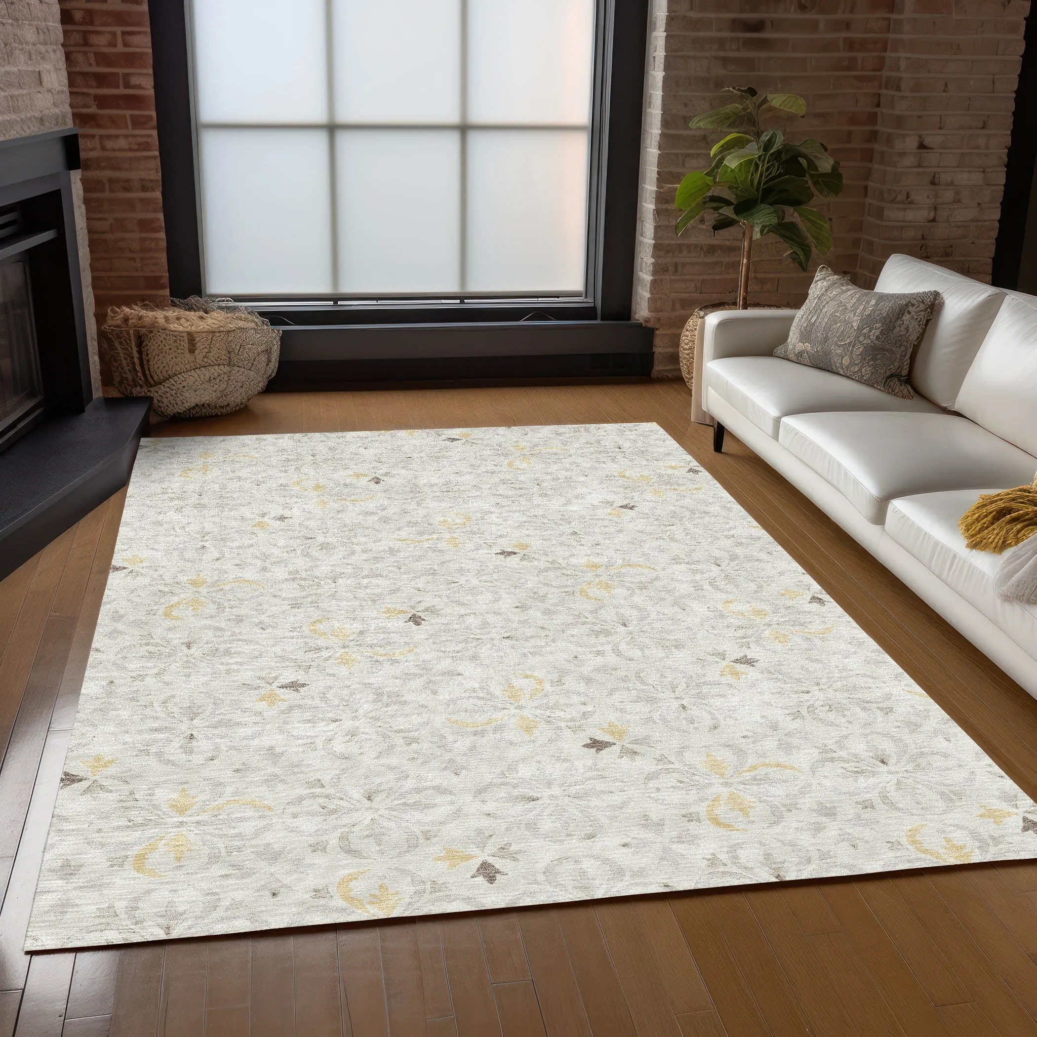 Machine Washable Indoor/ Outdoor Chantille Traditional Medallion Rug