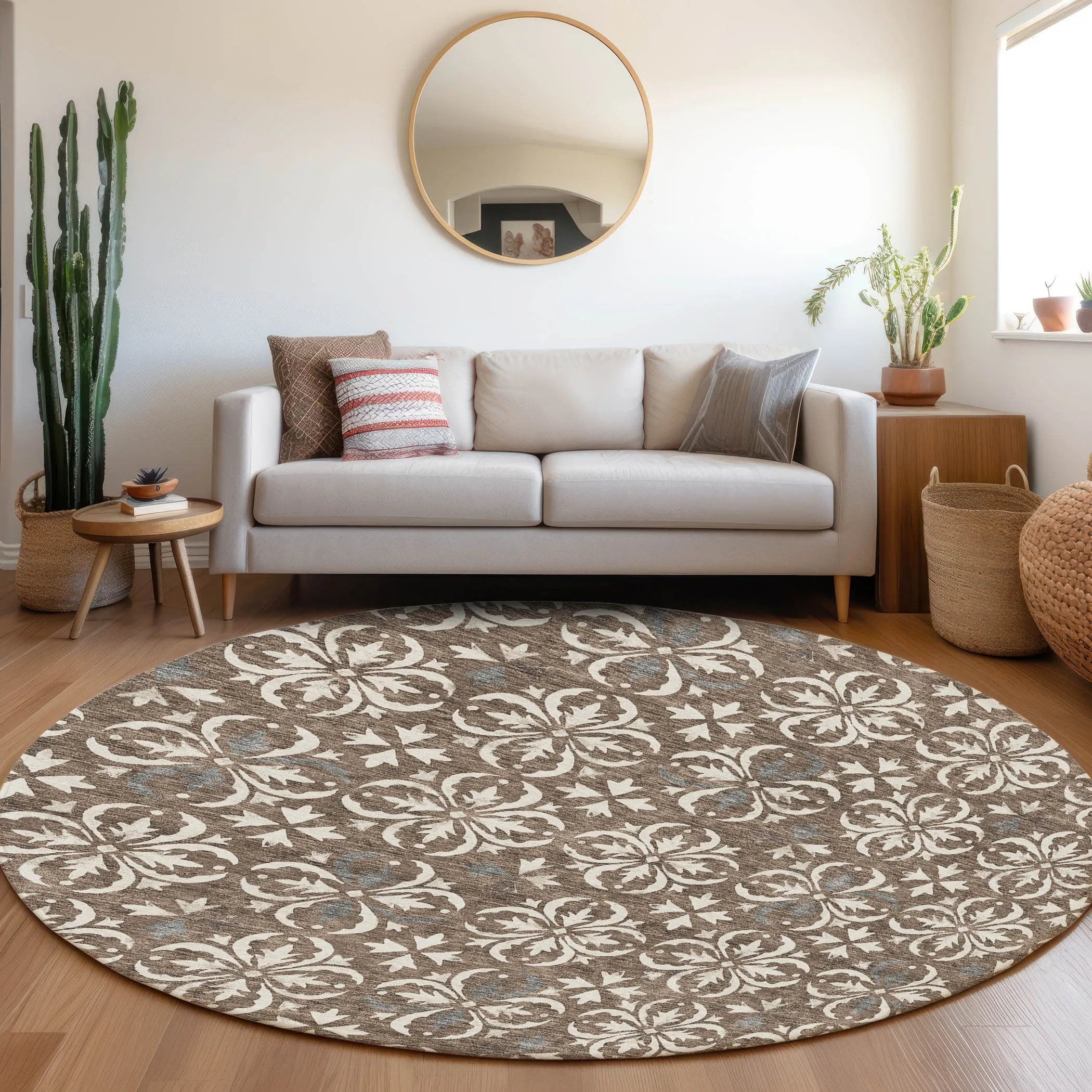 Machine Washable Indoor/ Outdoor Chantille Traditional Medallion Rug