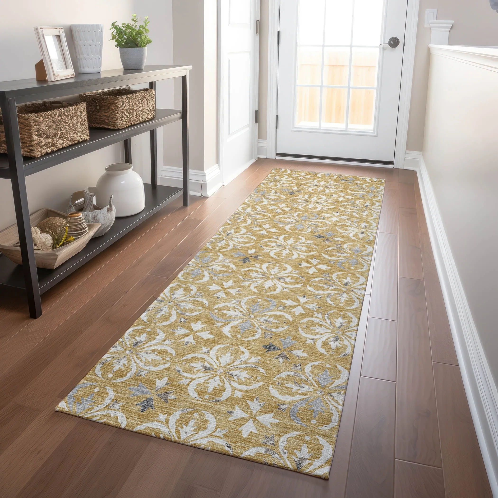 Machine Washable Indoor/ Outdoor Chantille Traditional Medallion Rug