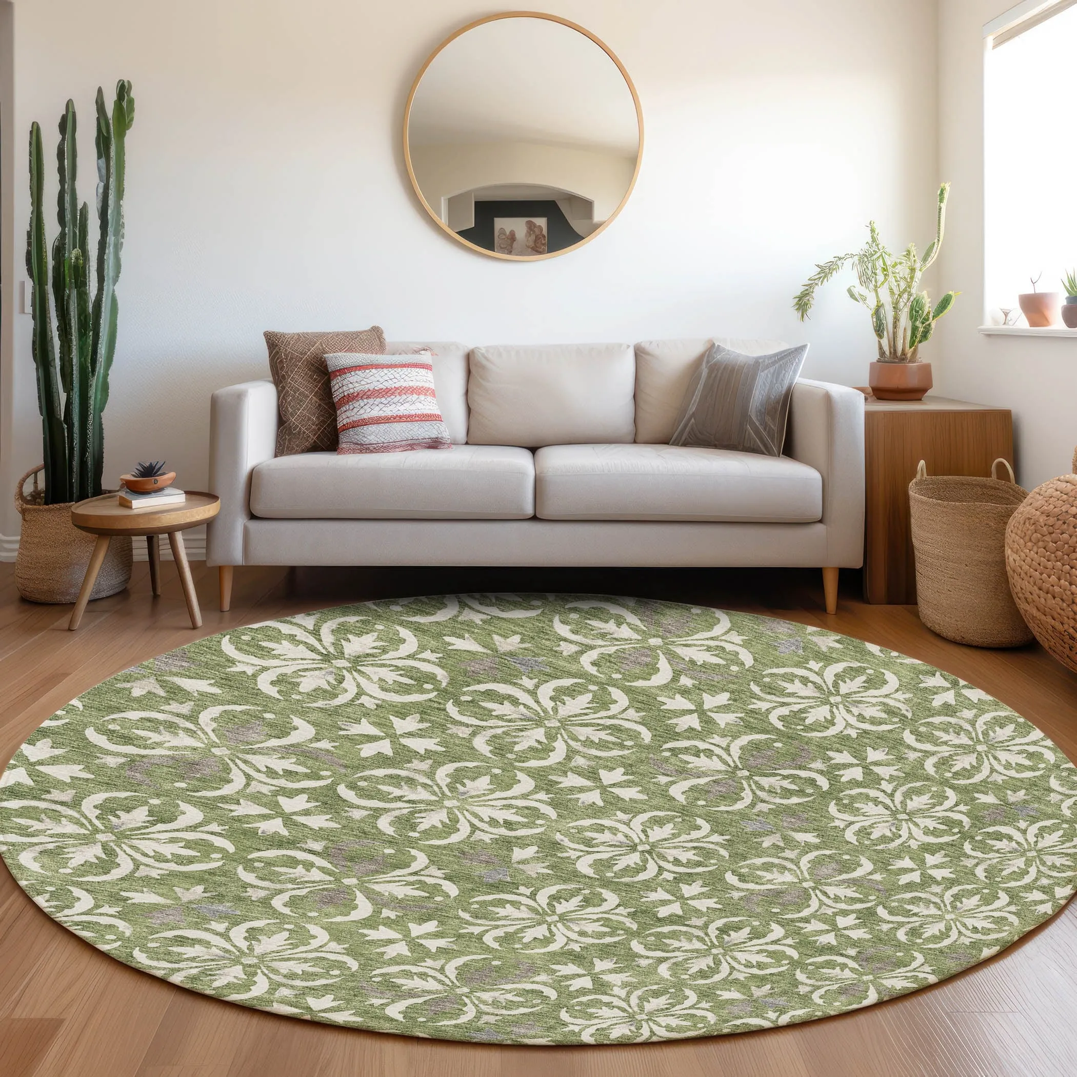 Machine Washable Indoor/ Outdoor Chantille Traditional Medallion Rug