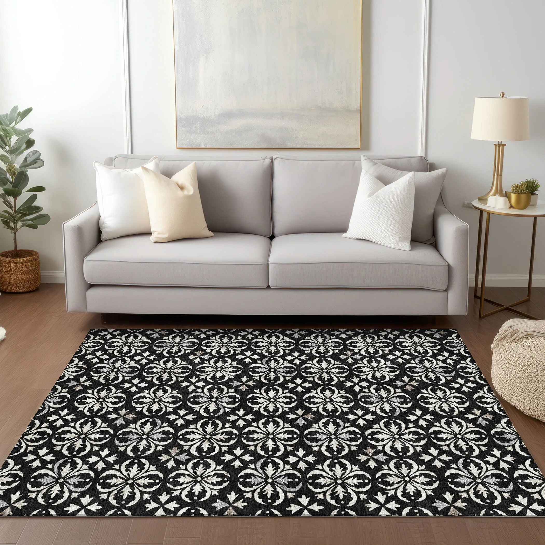 Machine Washable Indoor/ Outdoor Chantille Traditional Medallion Rug