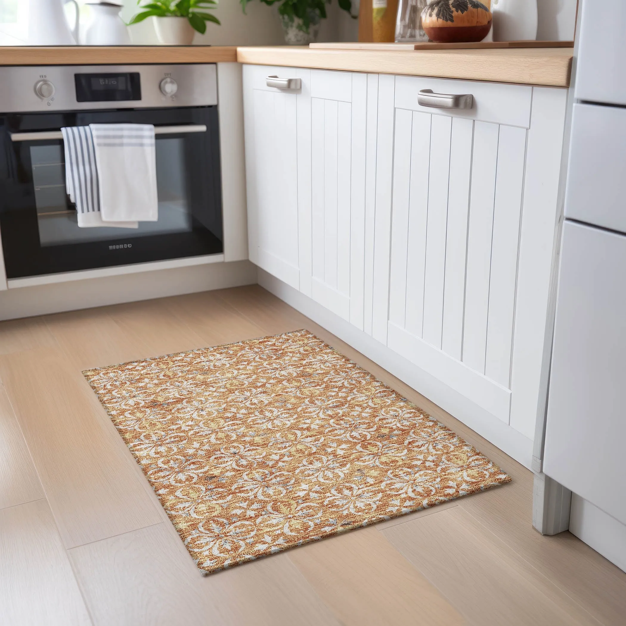 Machine Washable Indoor/ Outdoor Chantille Traditional Medallion Rug
