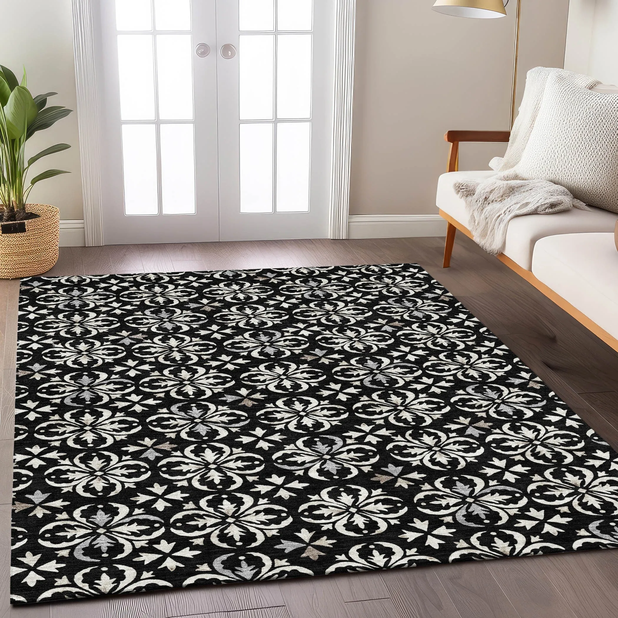 Machine Washable Indoor/ Outdoor Chantille Traditional Medallion Rug