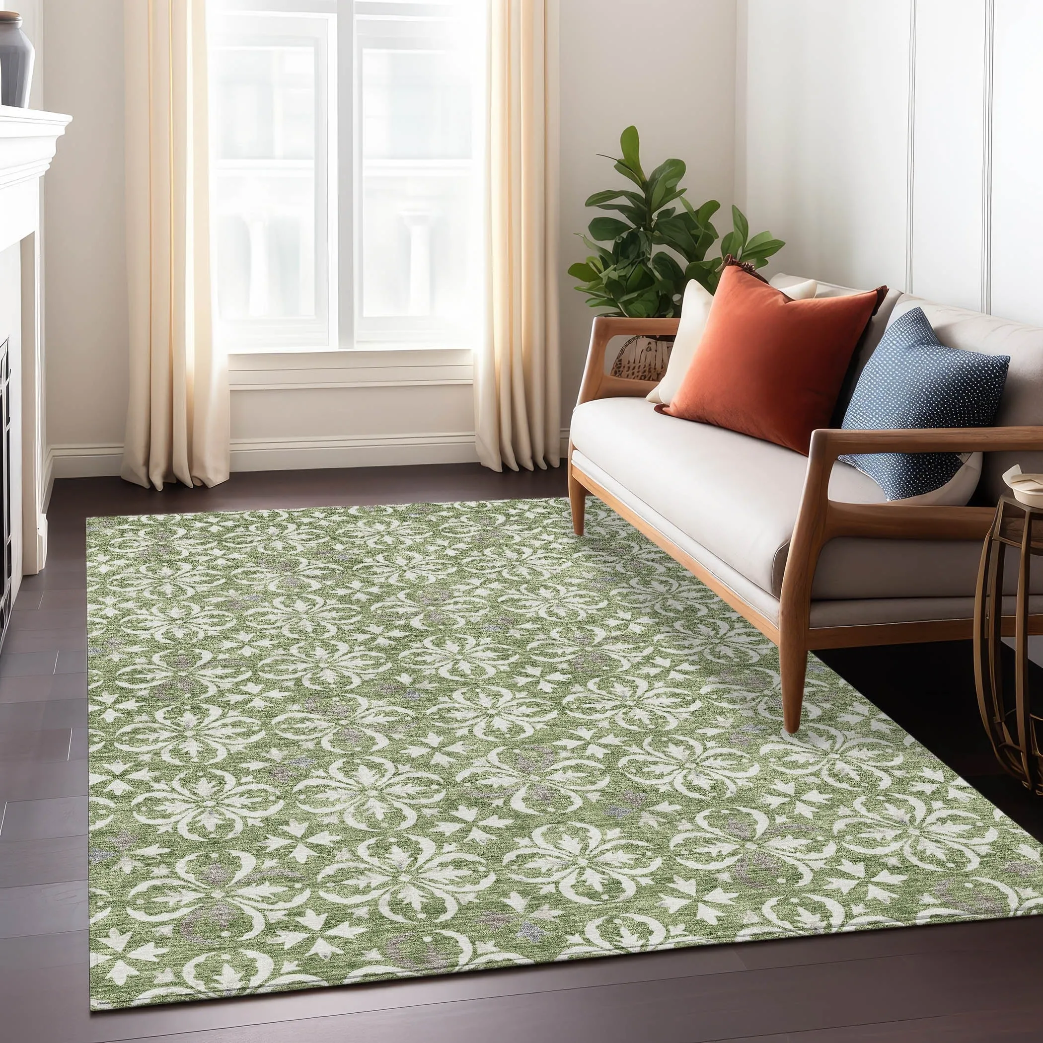 Machine Washable Indoor/ Outdoor Chantille Traditional Medallion Rug