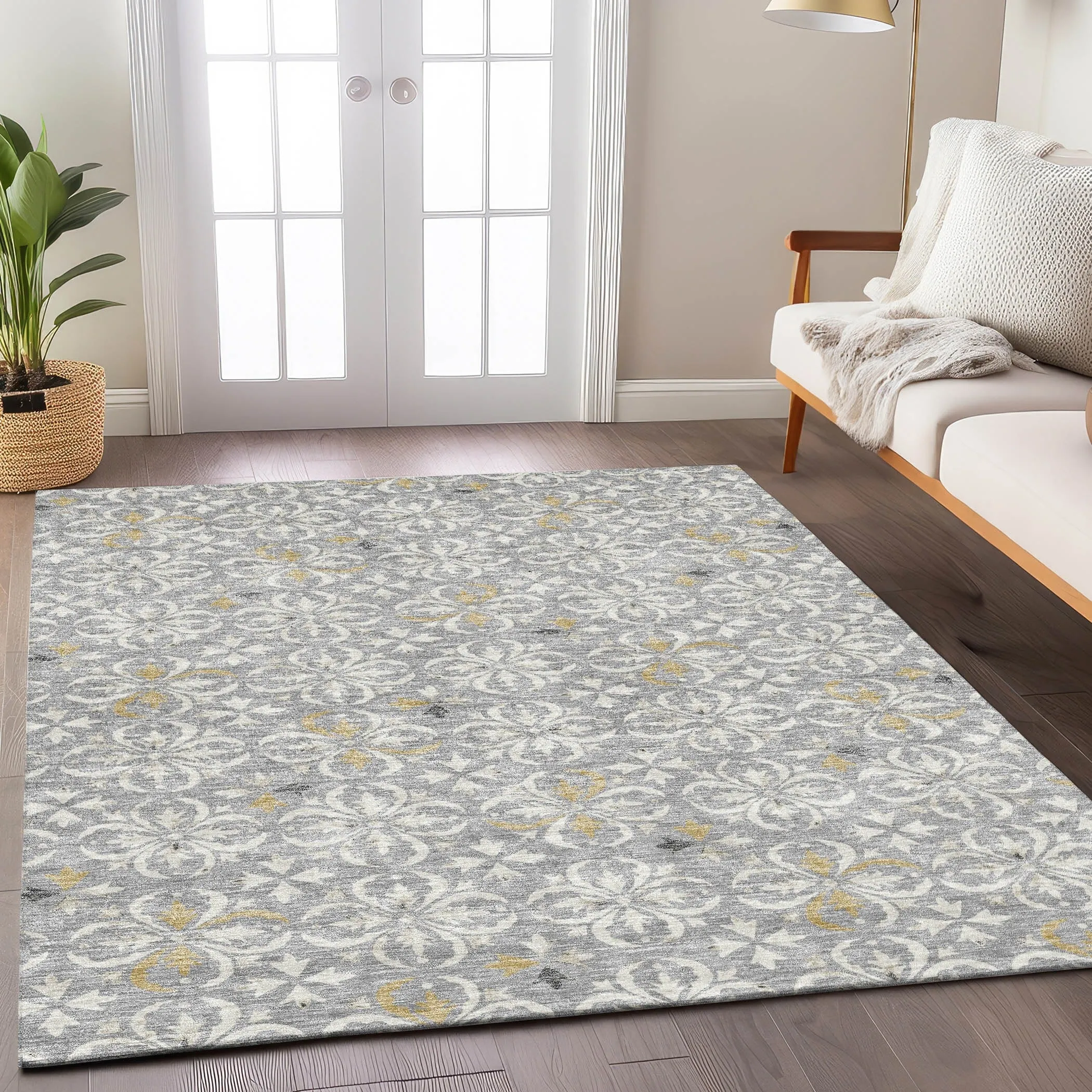 Machine Washable Indoor/ Outdoor Chantille Traditional Medallion Rug