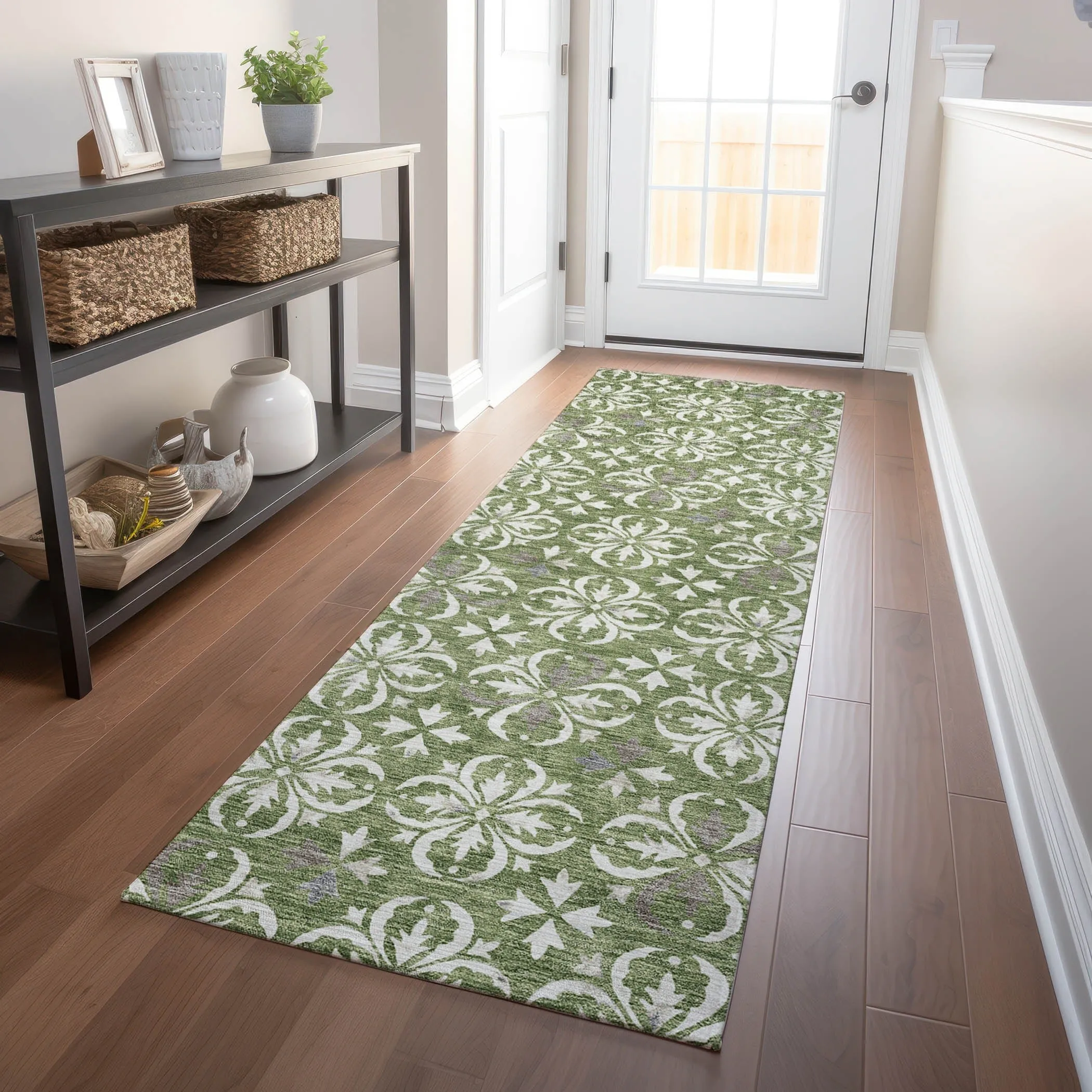 Machine Washable Indoor/ Outdoor Chantille Traditional Medallion Rug