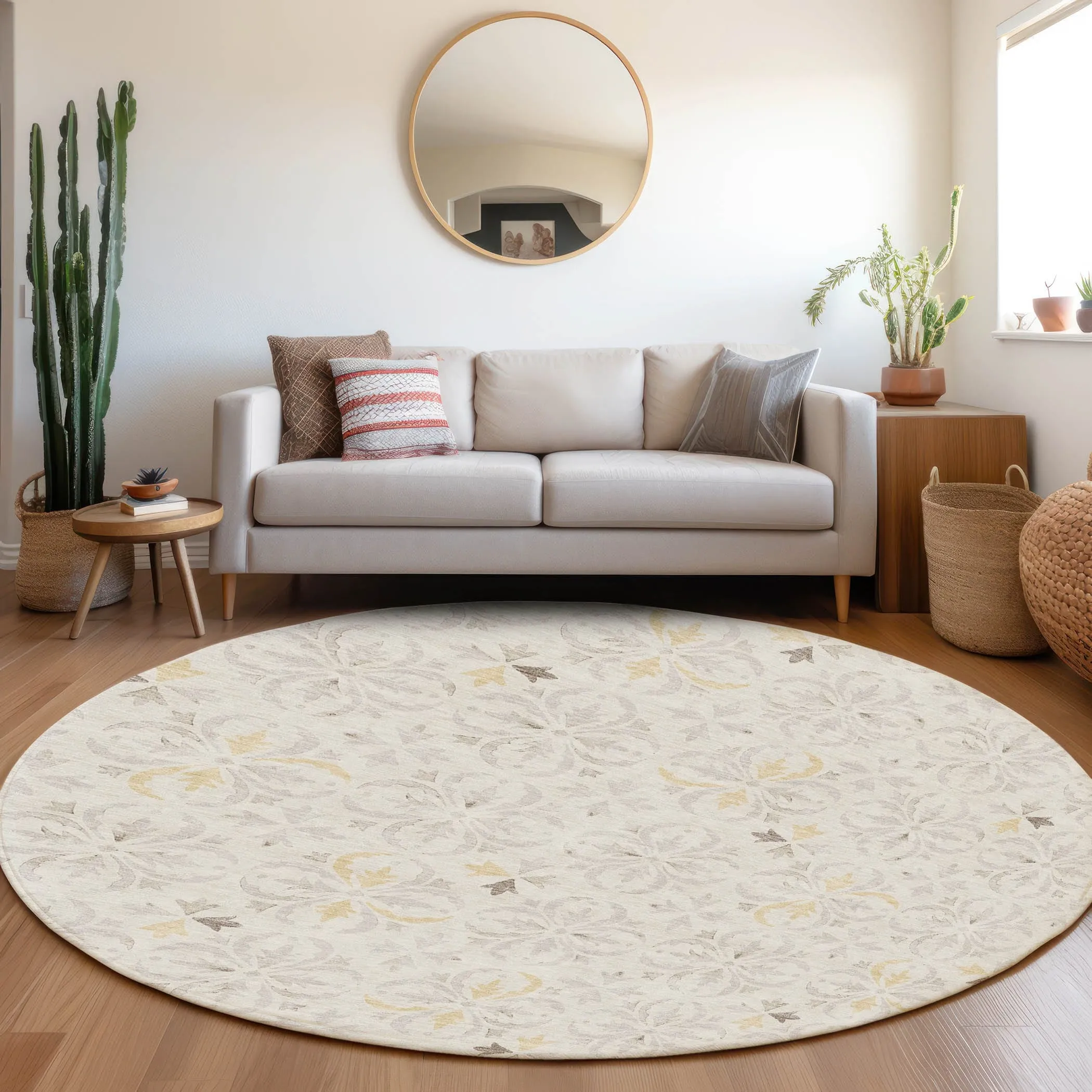 Machine Washable Indoor/ Outdoor Chantille Traditional Medallion Rug