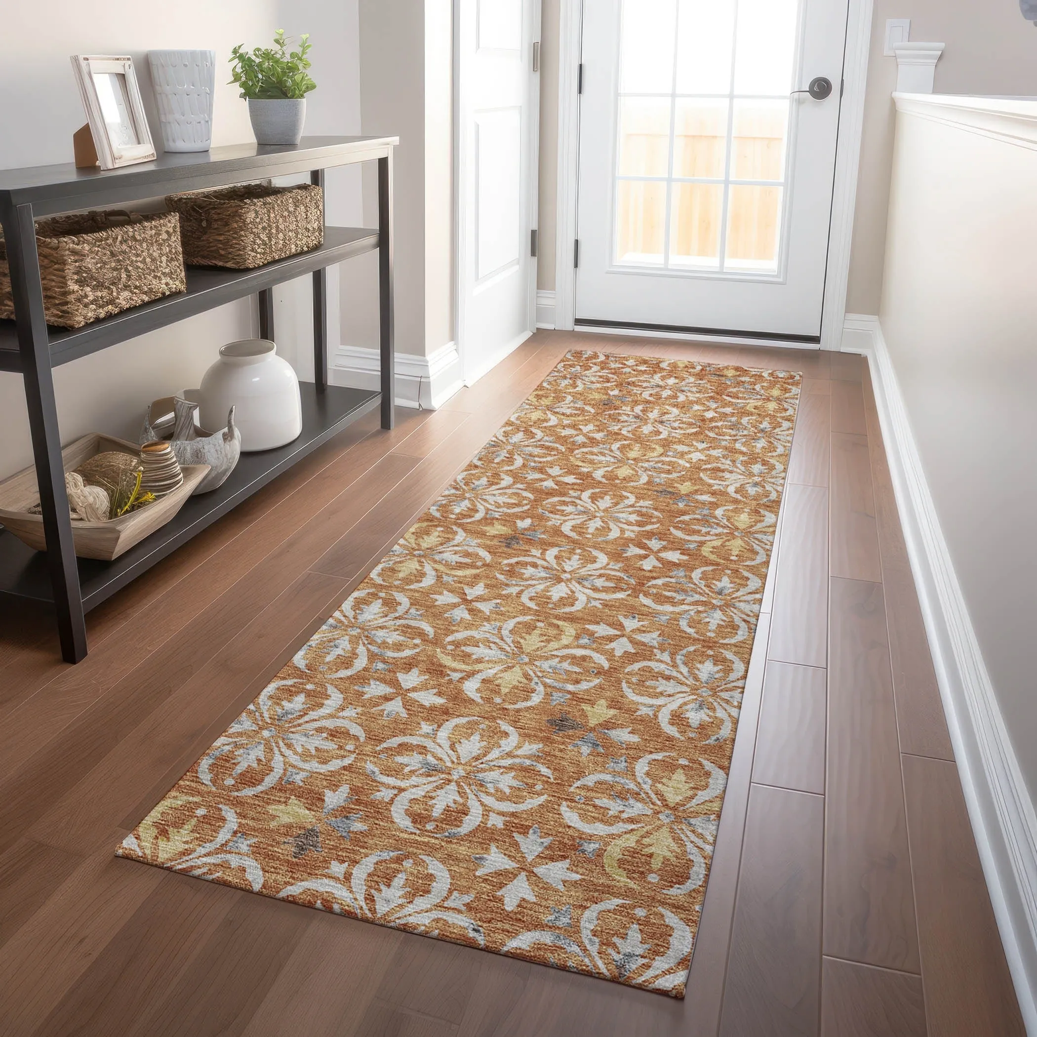 Machine Washable Indoor/ Outdoor Chantille Traditional Medallion Rug