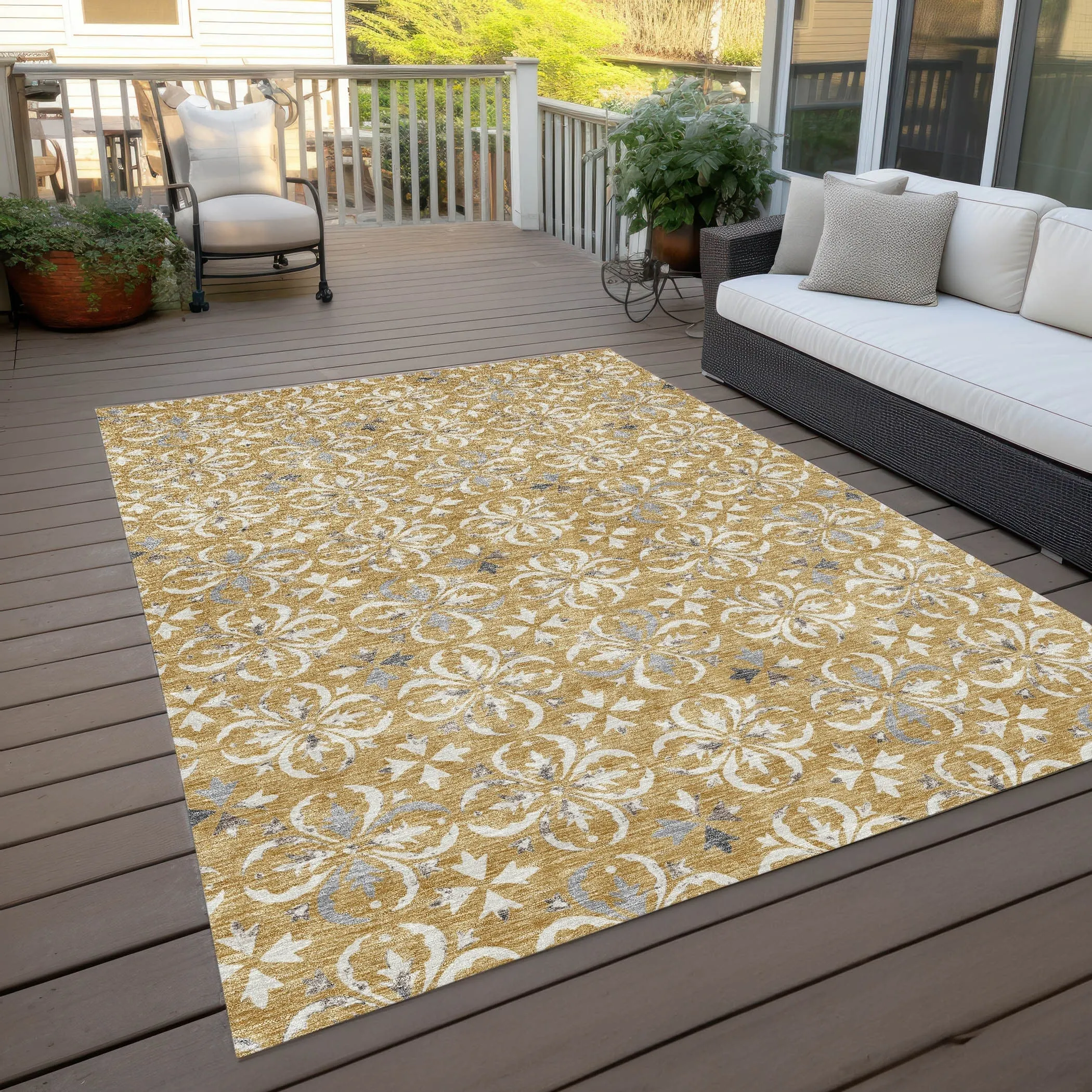 Machine Washable Indoor/ Outdoor Chantille Traditional Medallion Rug