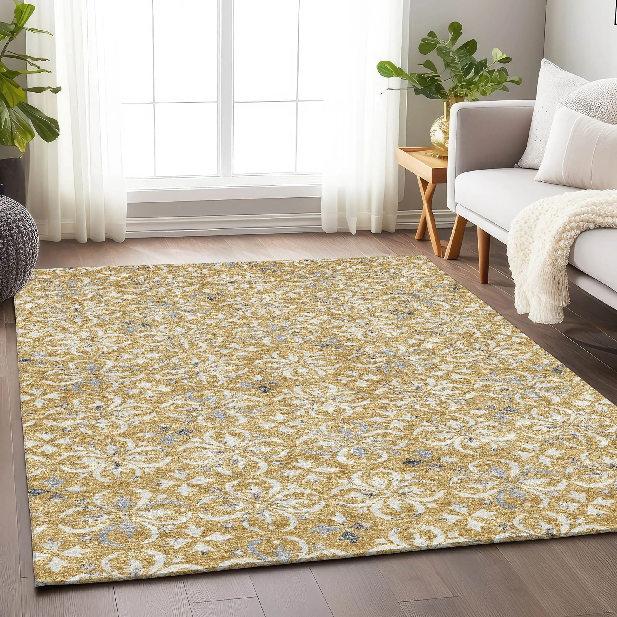 Machine Washable Indoor/ Outdoor Chantille Traditional Medallion Rug