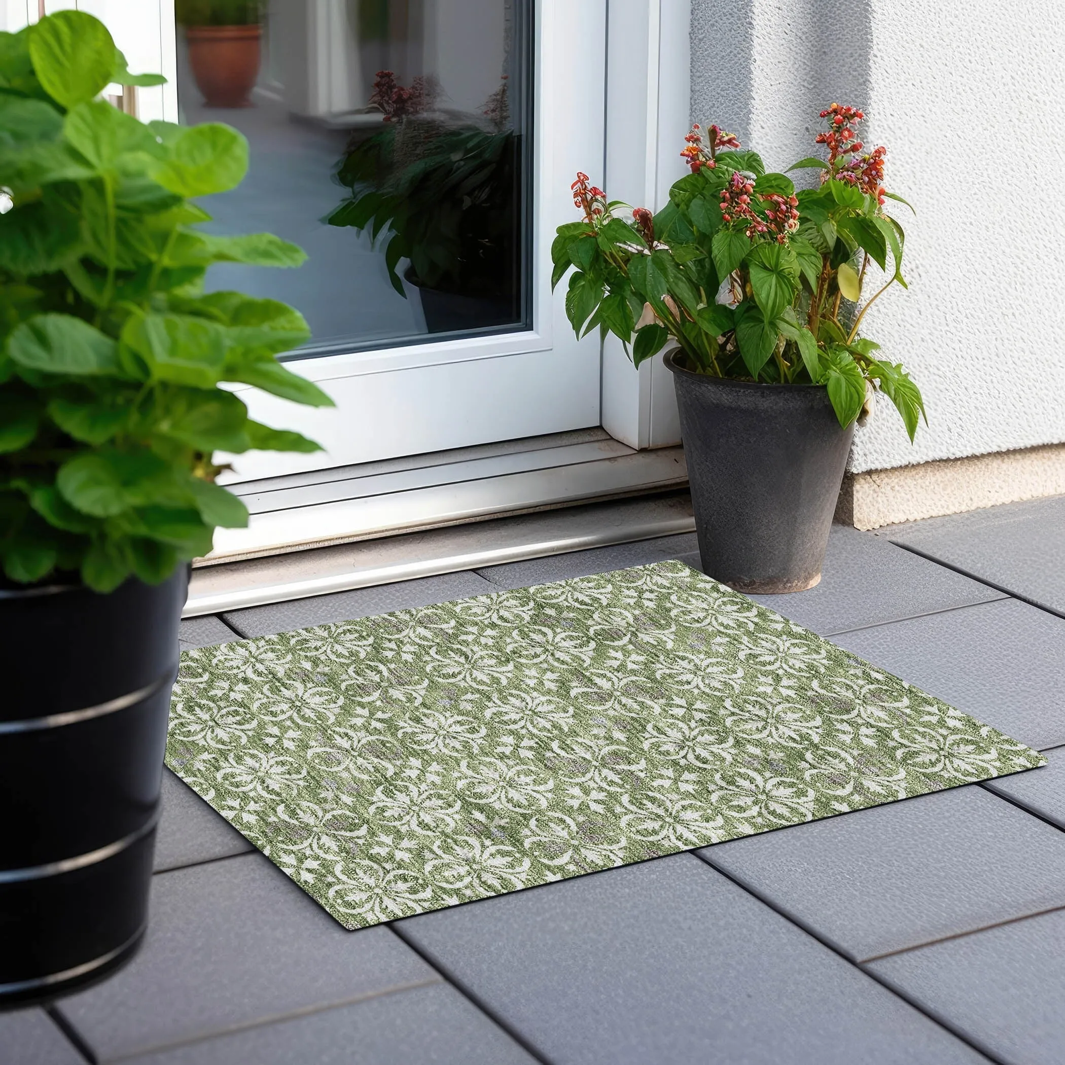 Machine Washable Indoor/ Outdoor Chantille Traditional Medallion Rug