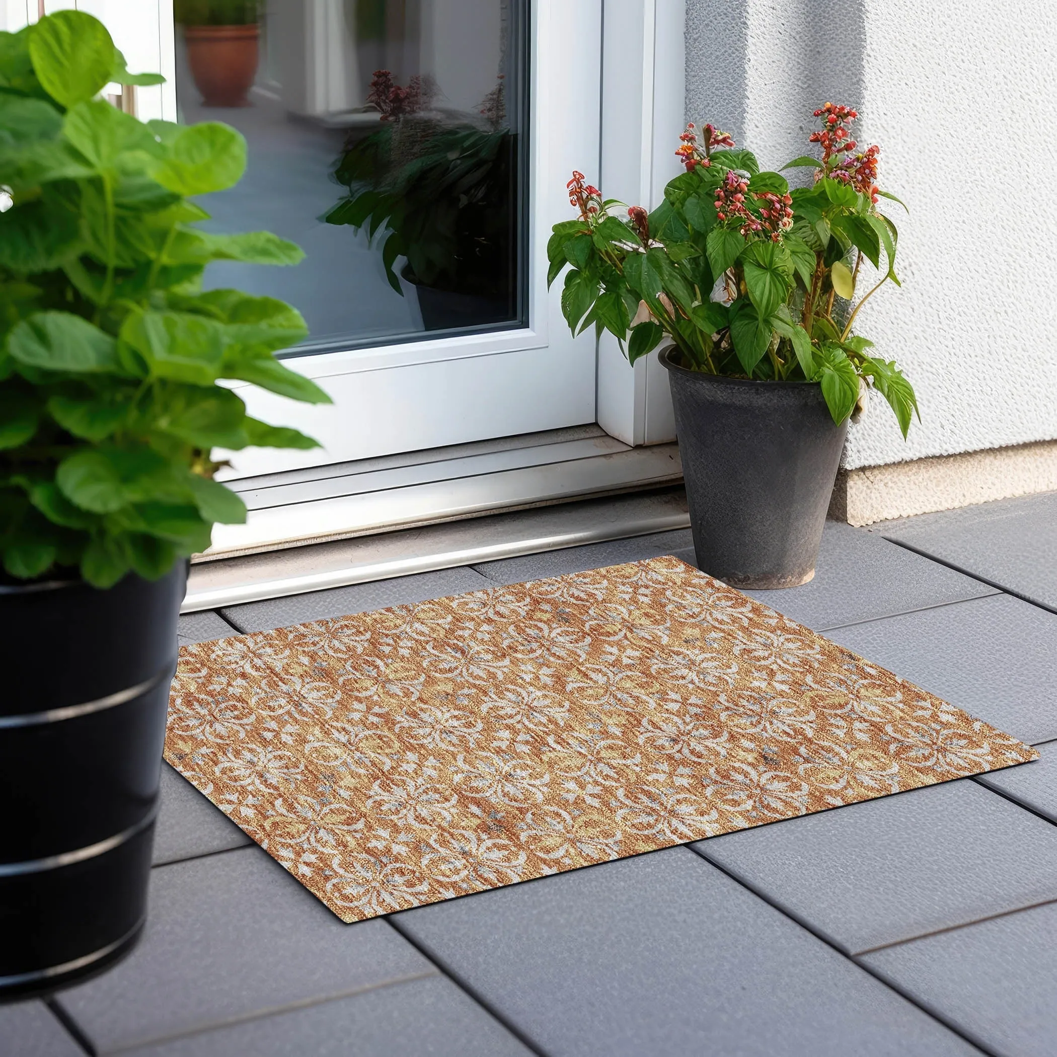Machine Washable Indoor/ Outdoor Chantille Traditional Medallion Rug