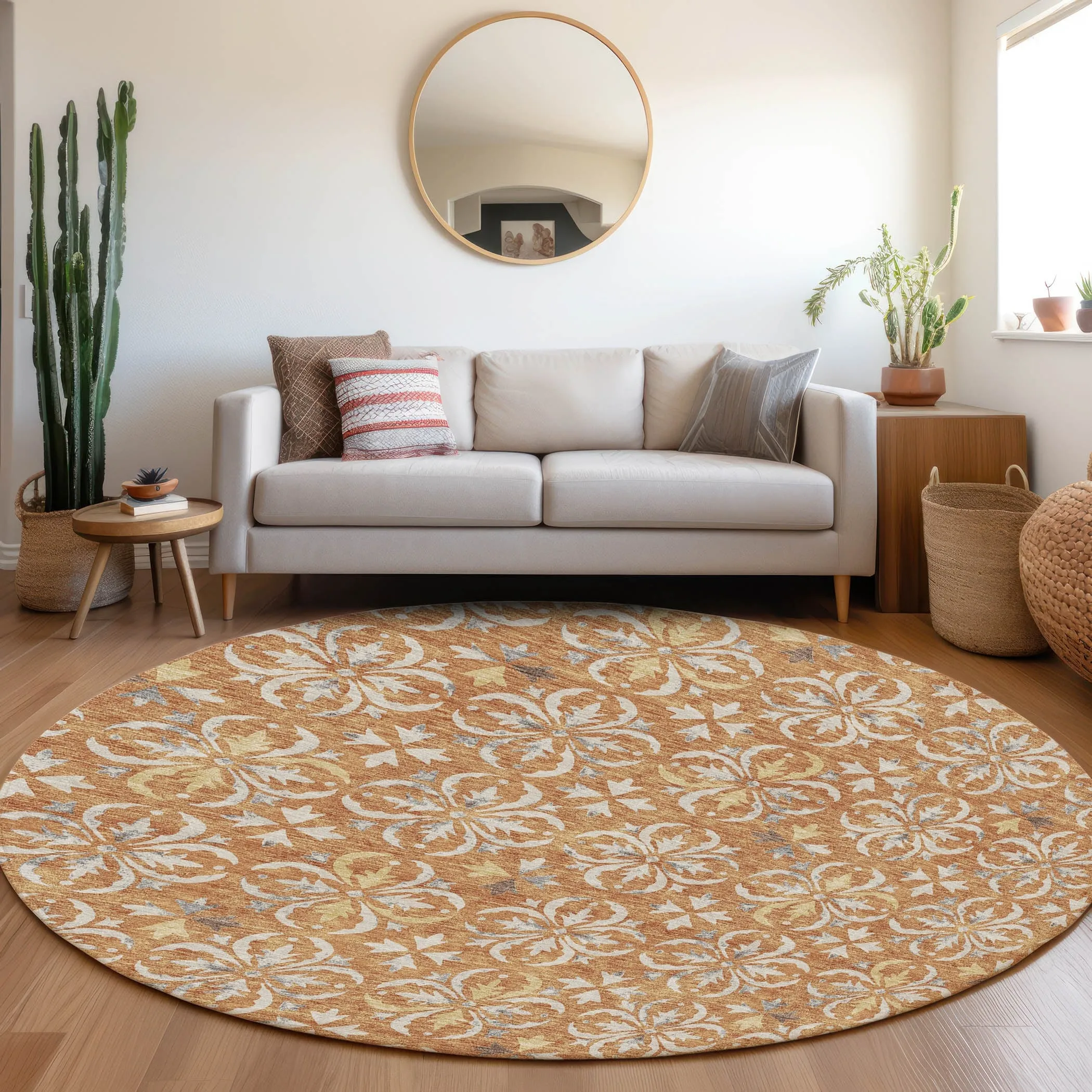 Machine Washable Indoor/ Outdoor Chantille Traditional Medallion Rug