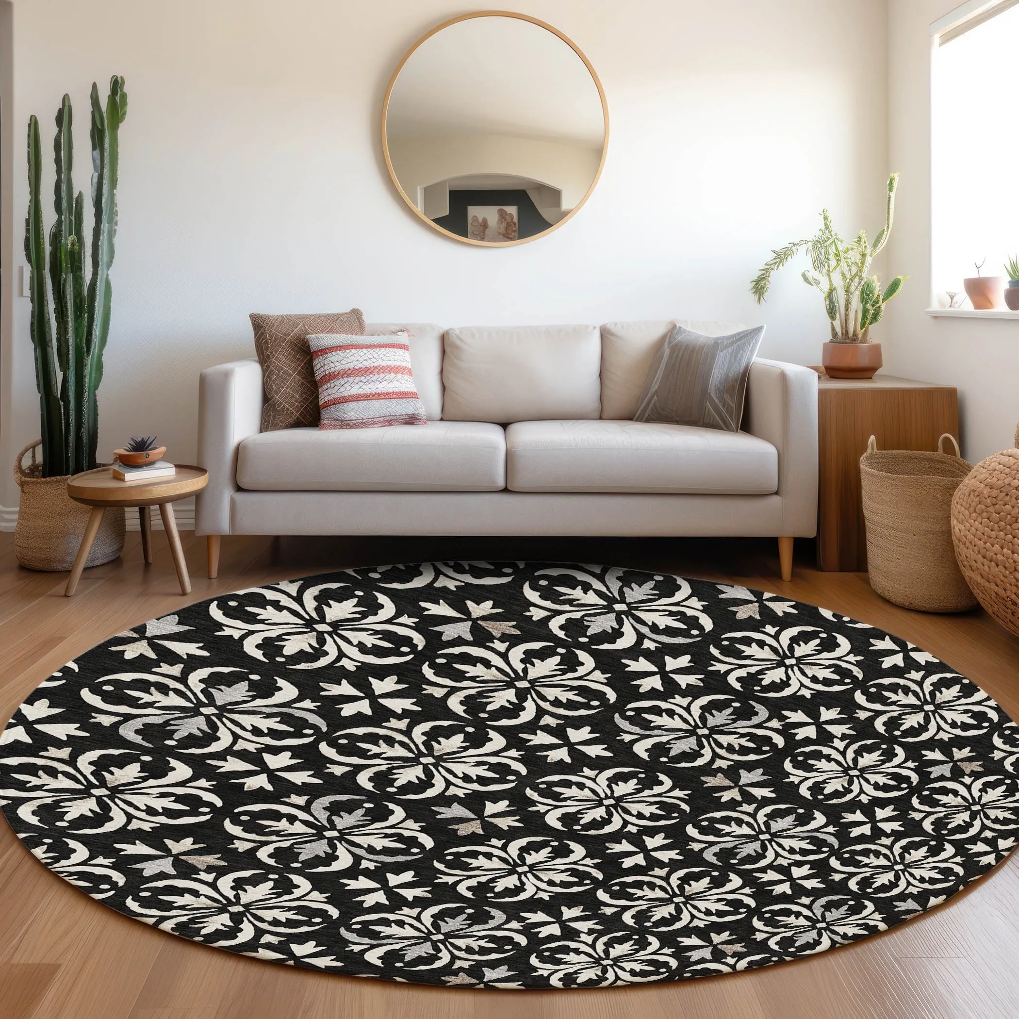 Machine Washable Indoor/ Outdoor Chantille Traditional Medallion Rug