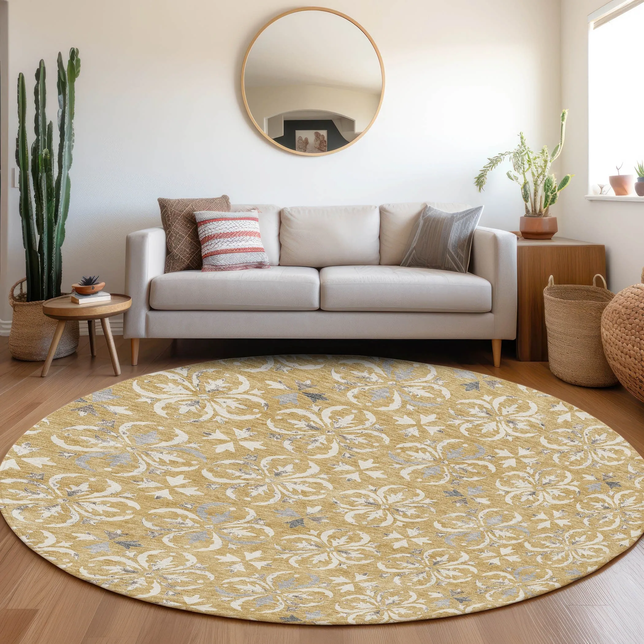 Machine Washable Indoor/ Outdoor Chantille Traditional Medallion Rug