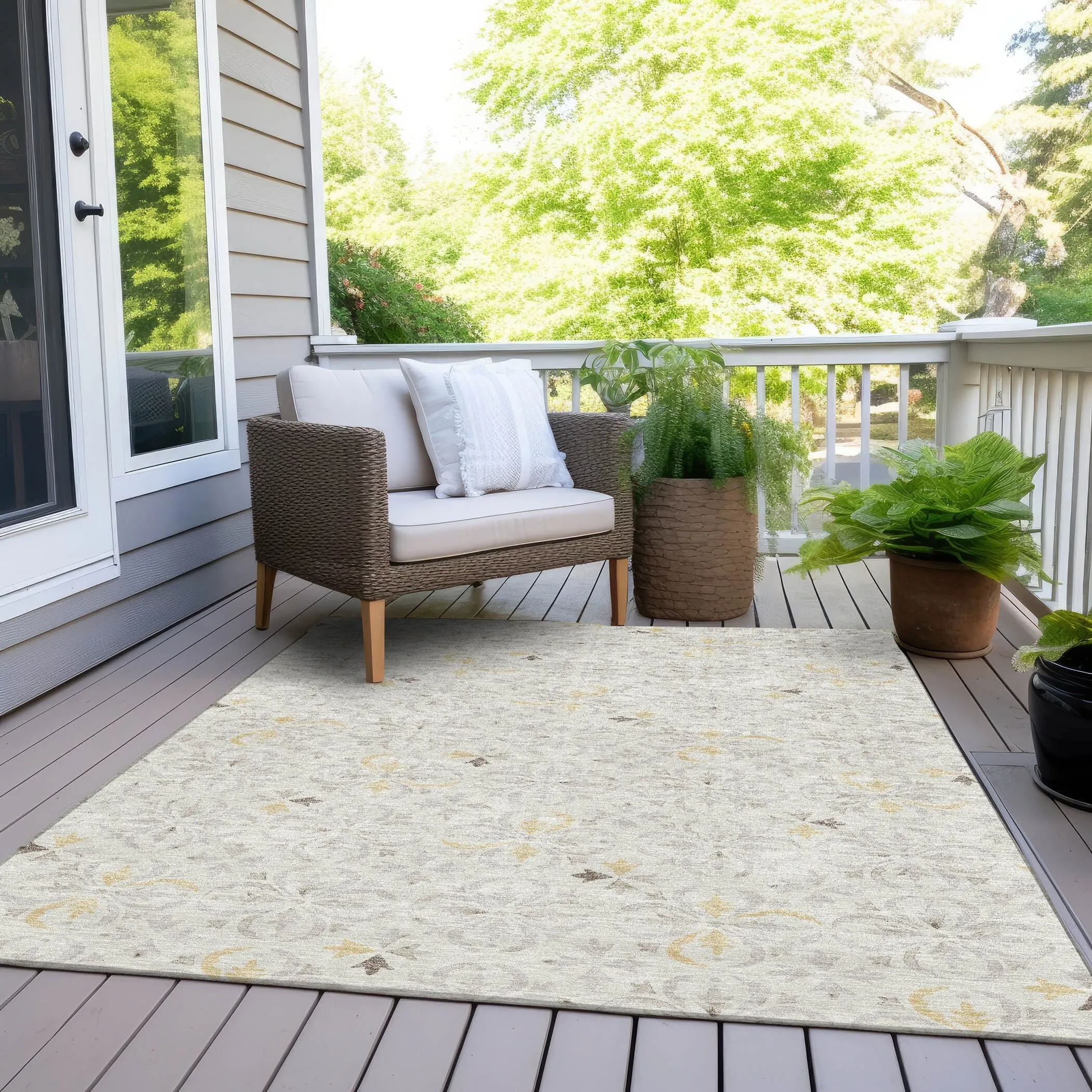 Machine Washable Indoor/ Outdoor Chantille Traditional Medallion Rug