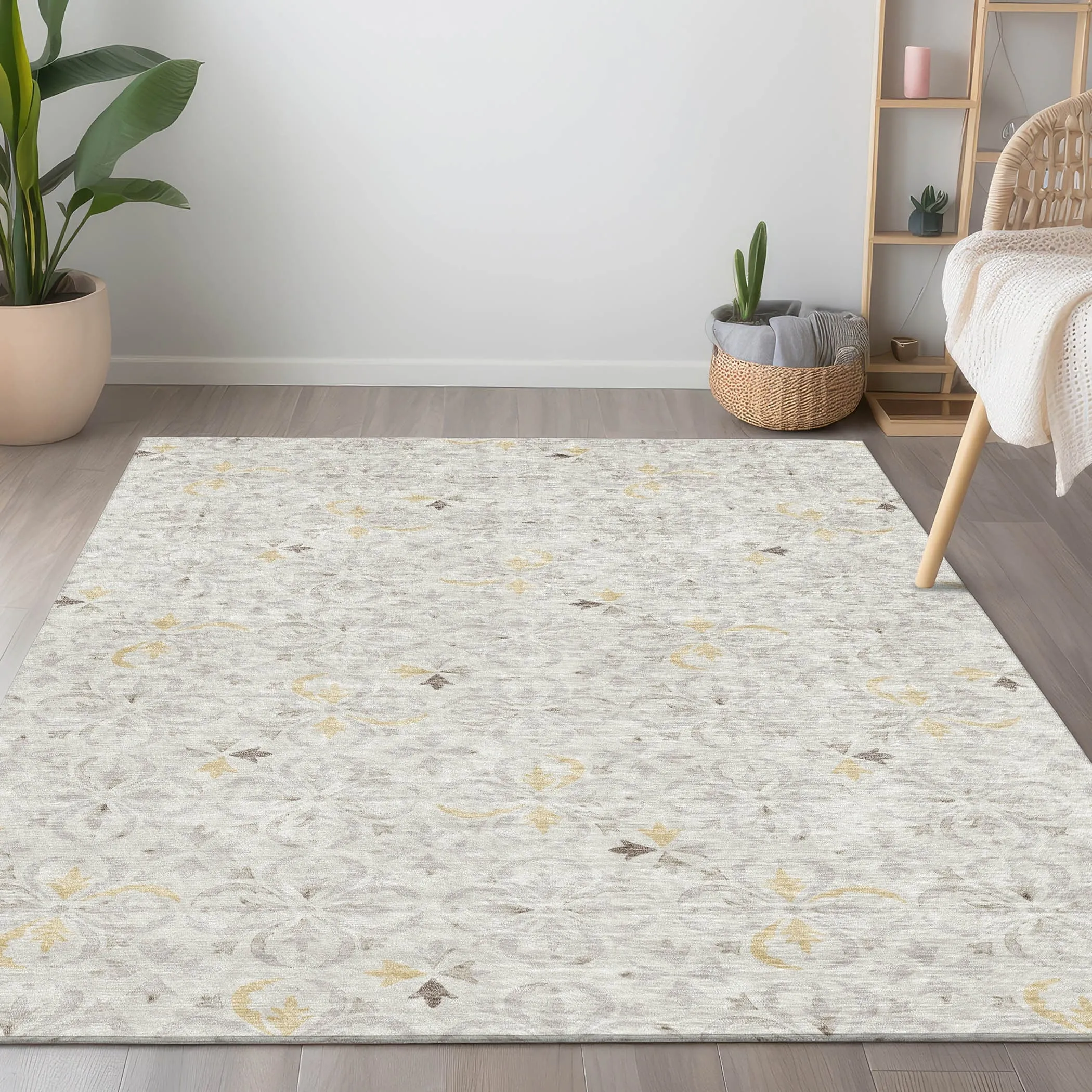 Machine Washable Indoor/ Outdoor Chantille Traditional Medallion Rug