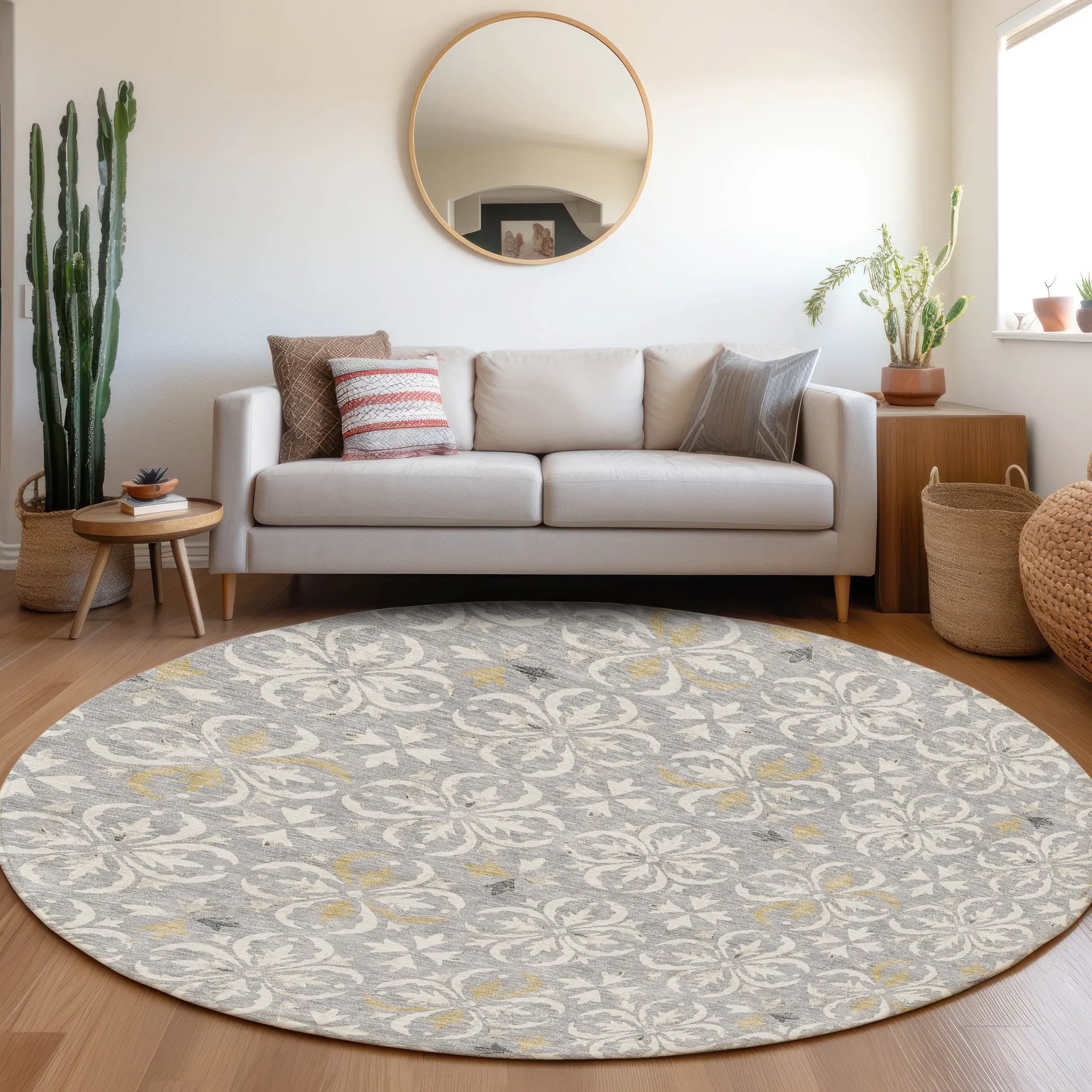 Machine Washable Indoor/ Outdoor Chantille Traditional Medallion Rug
